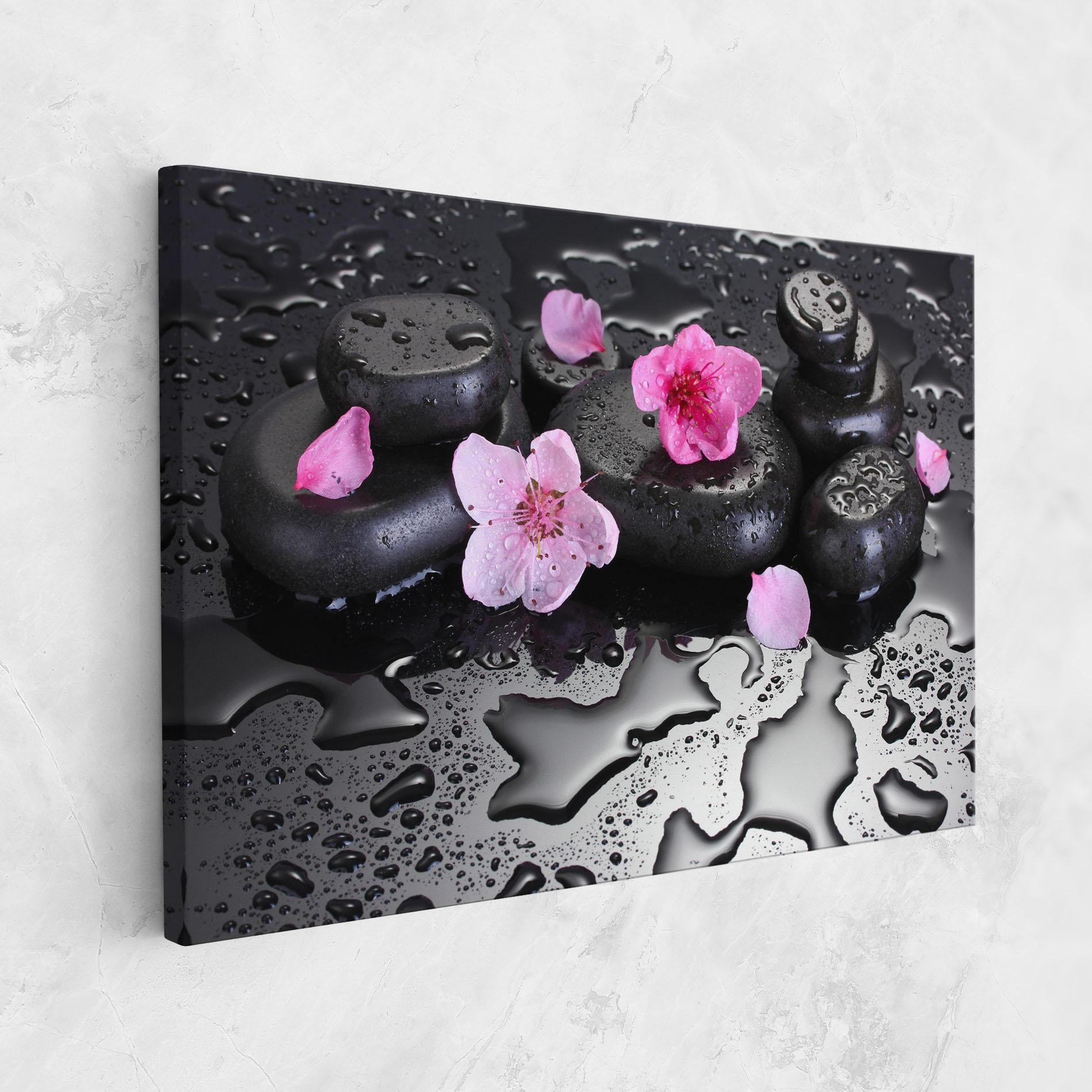 Tablou Canvas Pink Flowers Stones mockup 1