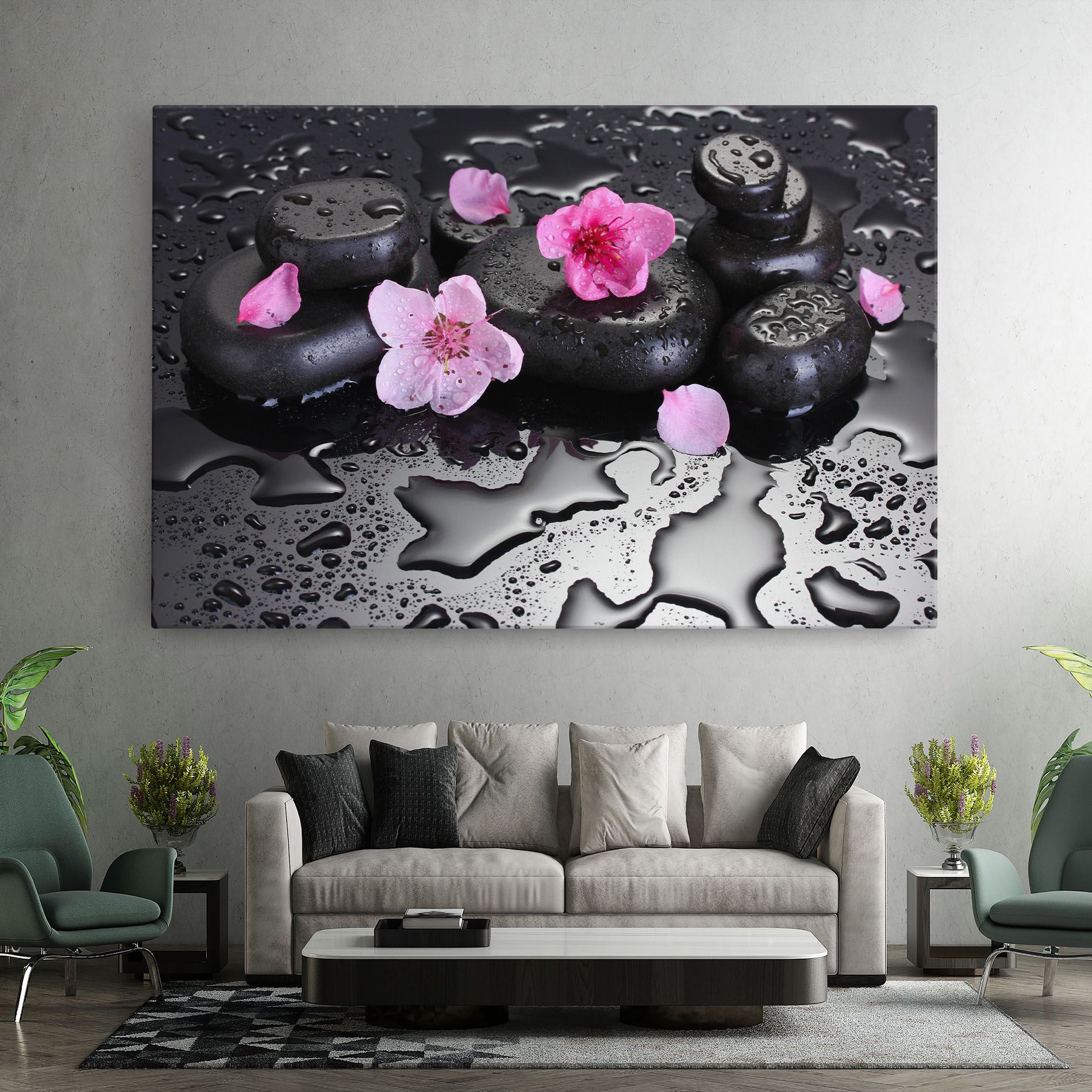 Pink Flowers Stones mockup 7