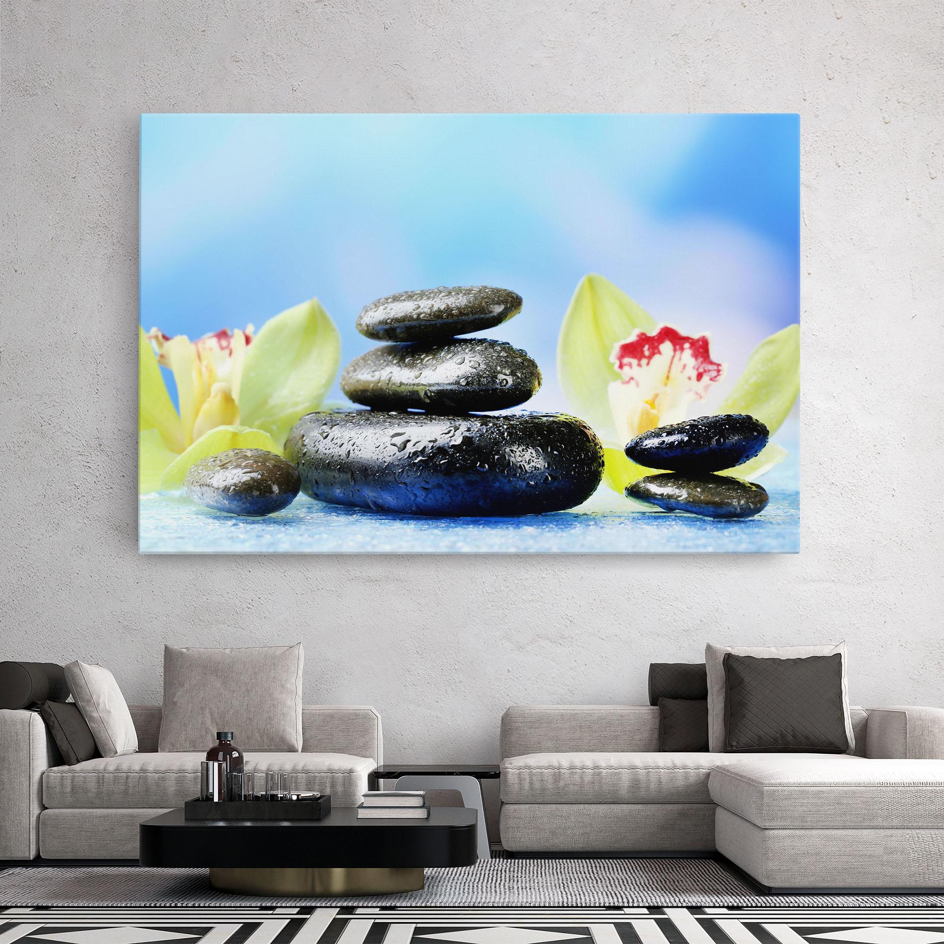 Tablou Canvas Blooming Orchid Stone mockup 2