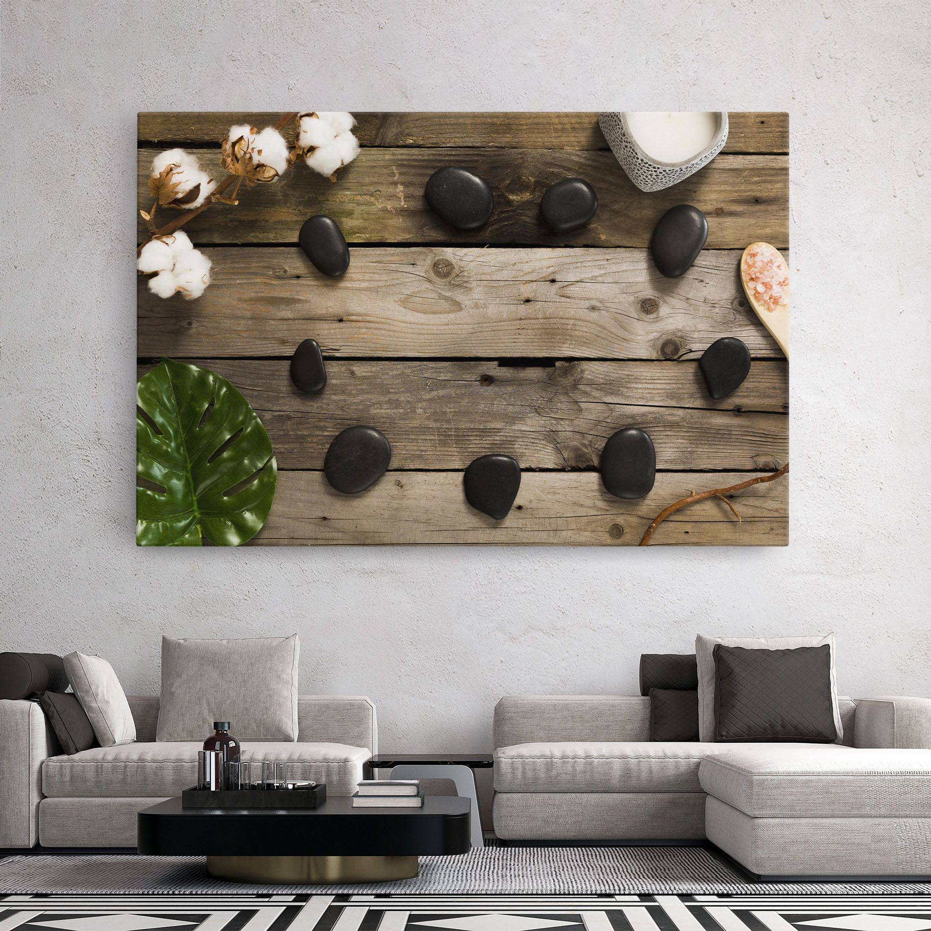 Cotton Flowers Stones mockup 2