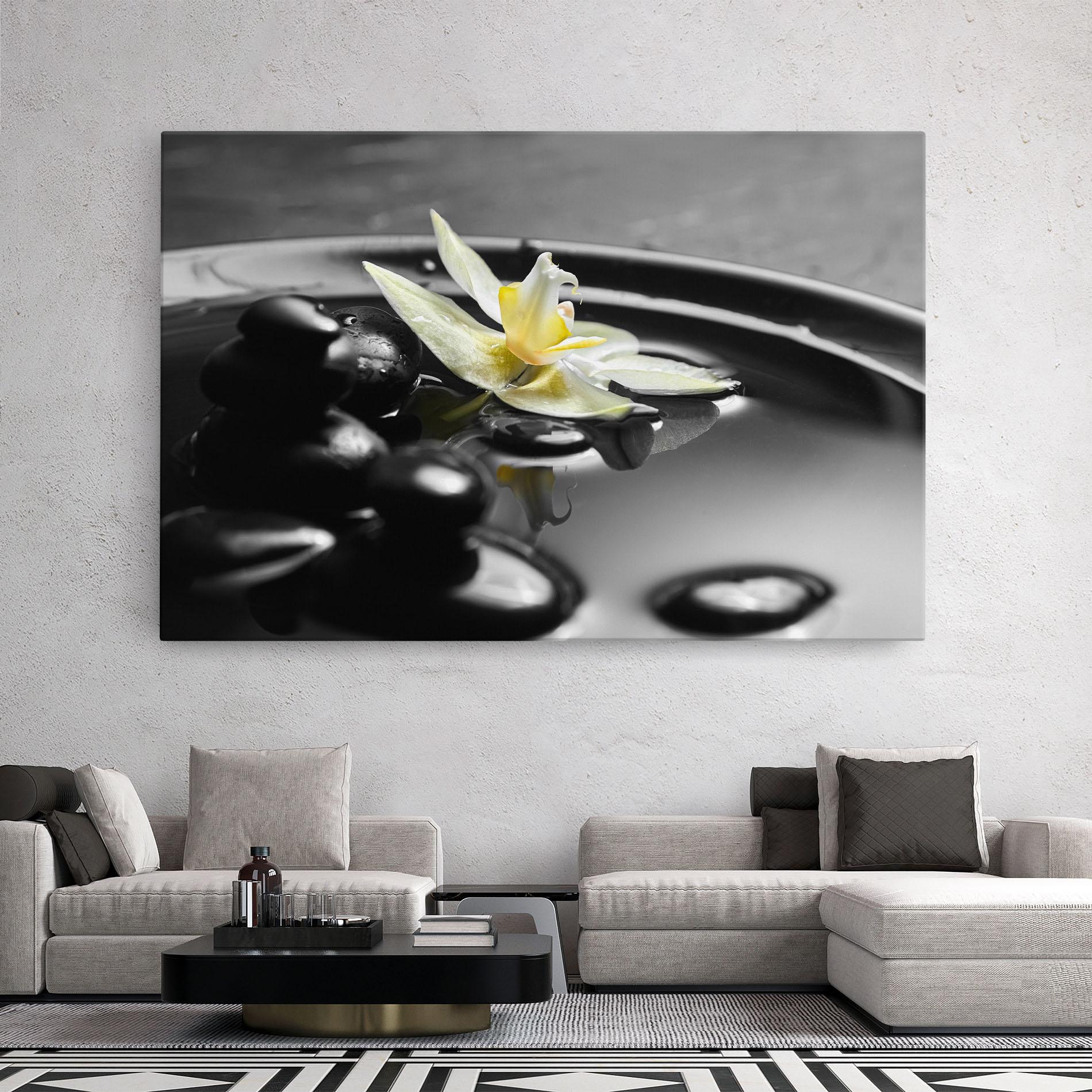 Tablou Canvas Pebbles Yellow Flower mockup 2