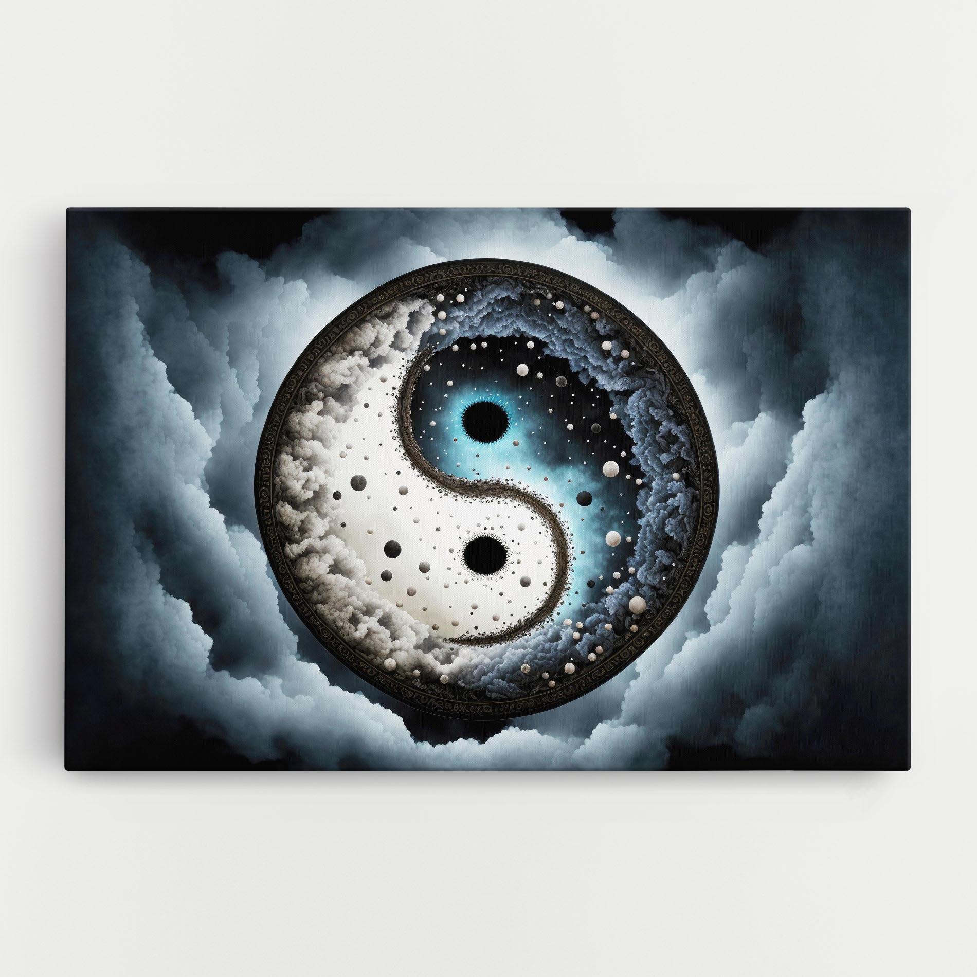 Tablou Canvas Black Blue Yinyang mockup 0