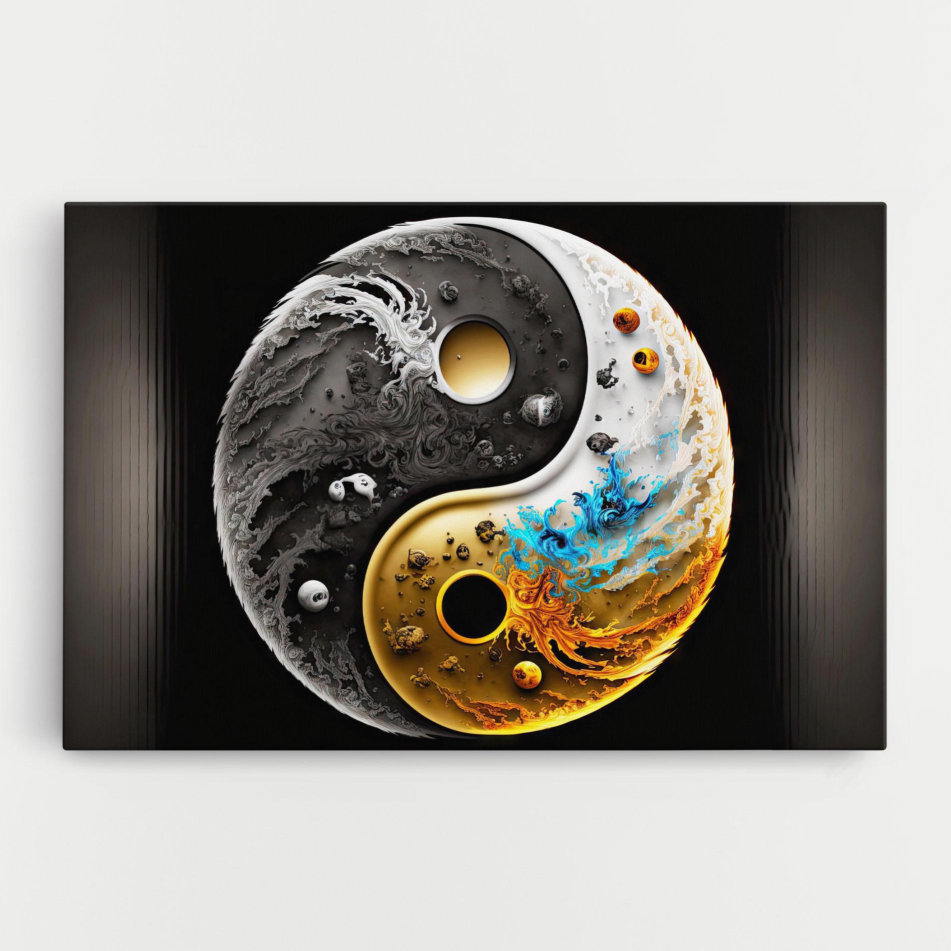 Tablou Canvas Black Yellow Yinyang mockup 0