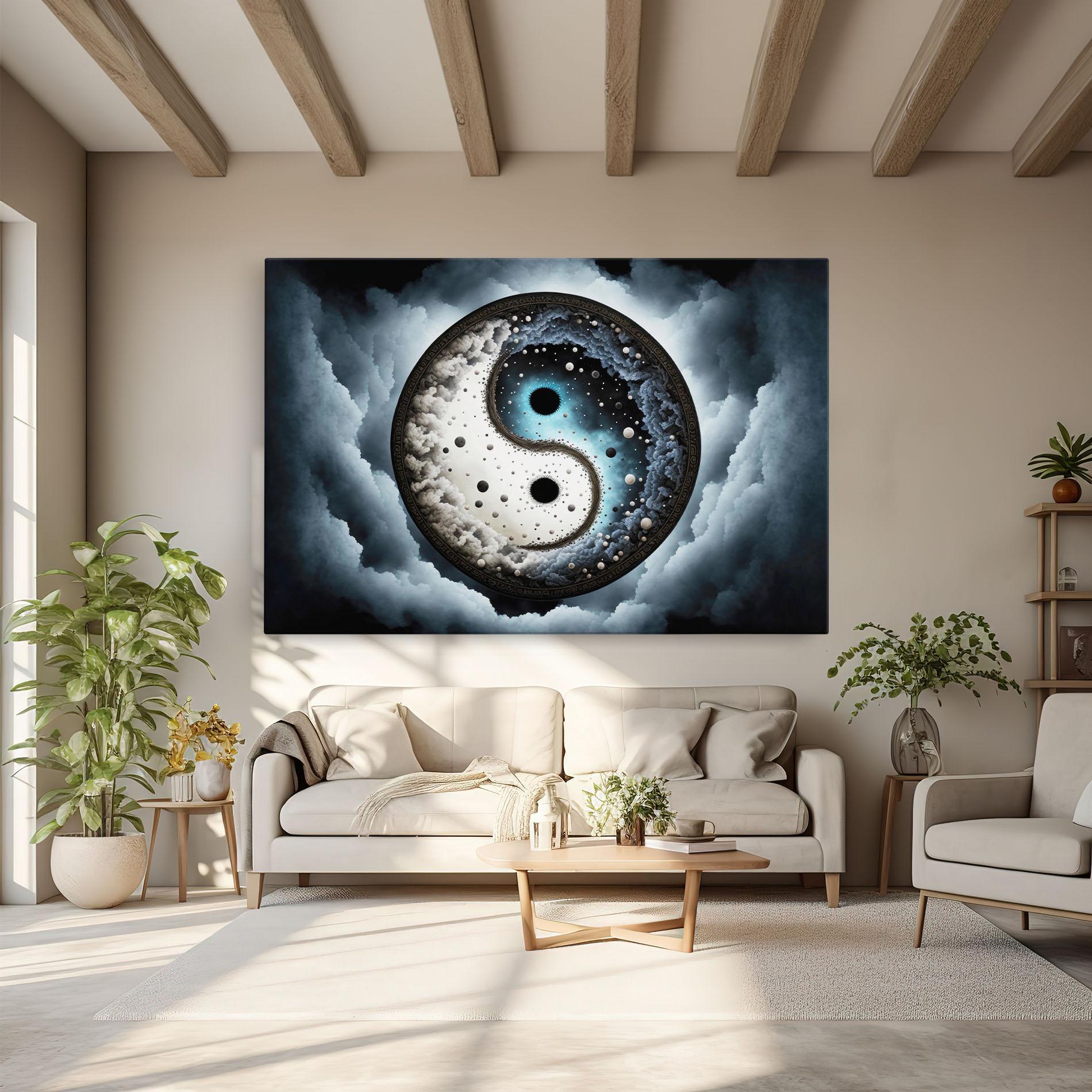 Tablou Canvas Black Blue Yinyang mockup 6