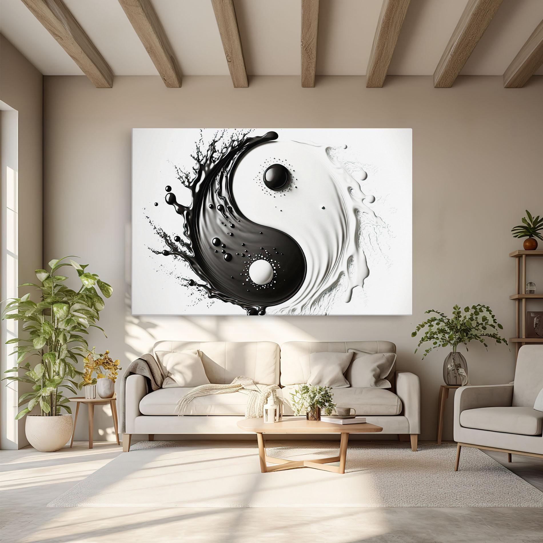 Tablou Canvas Black Liquid Yinyang mockup 6