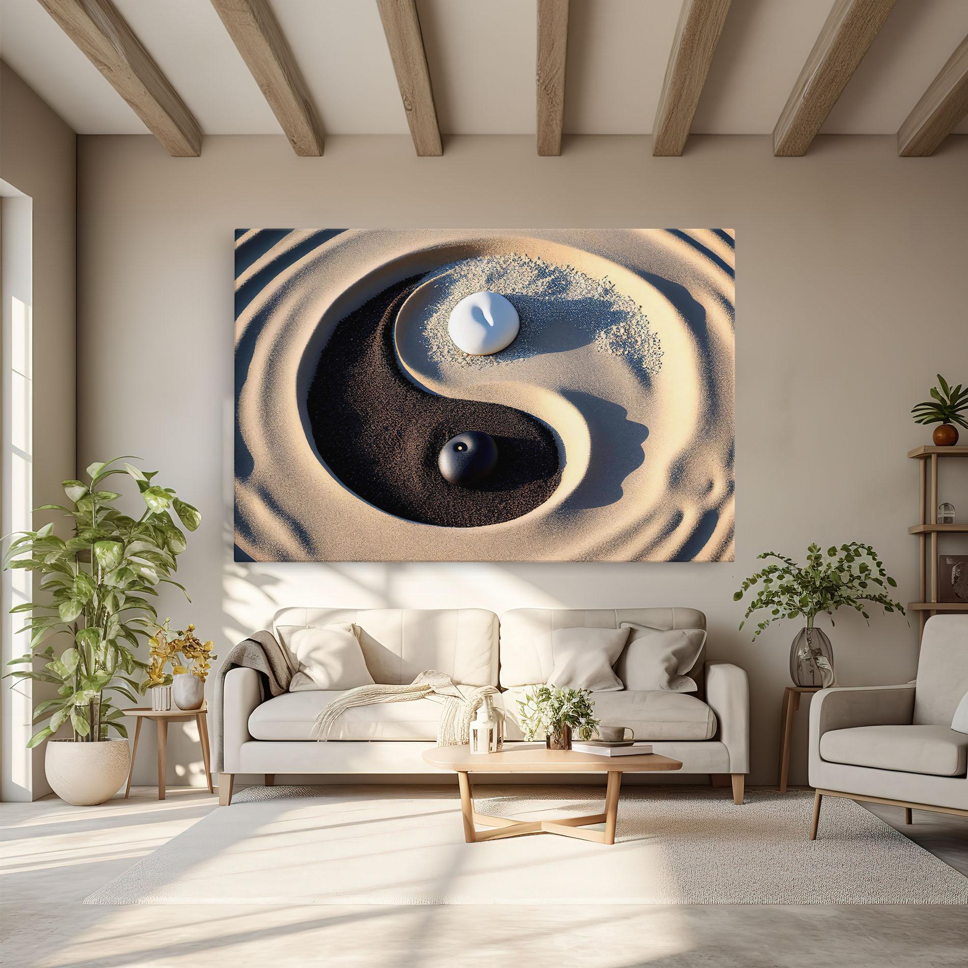 Tablou Canvas Black Sand Yinyang mockup 6