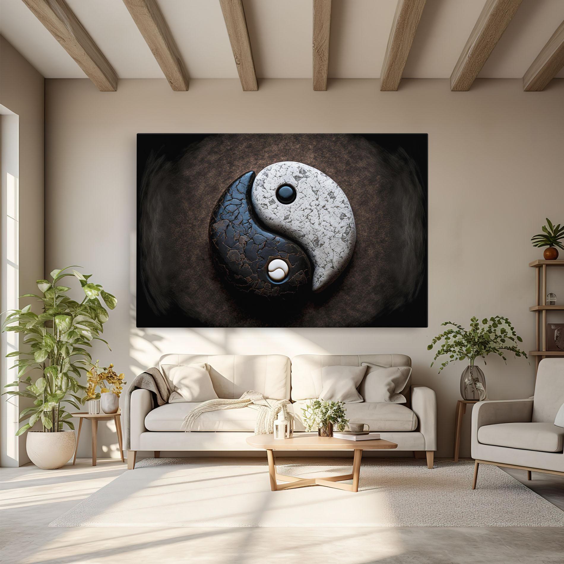 Tablou Canvas Black Stone Yinyang mockup 6