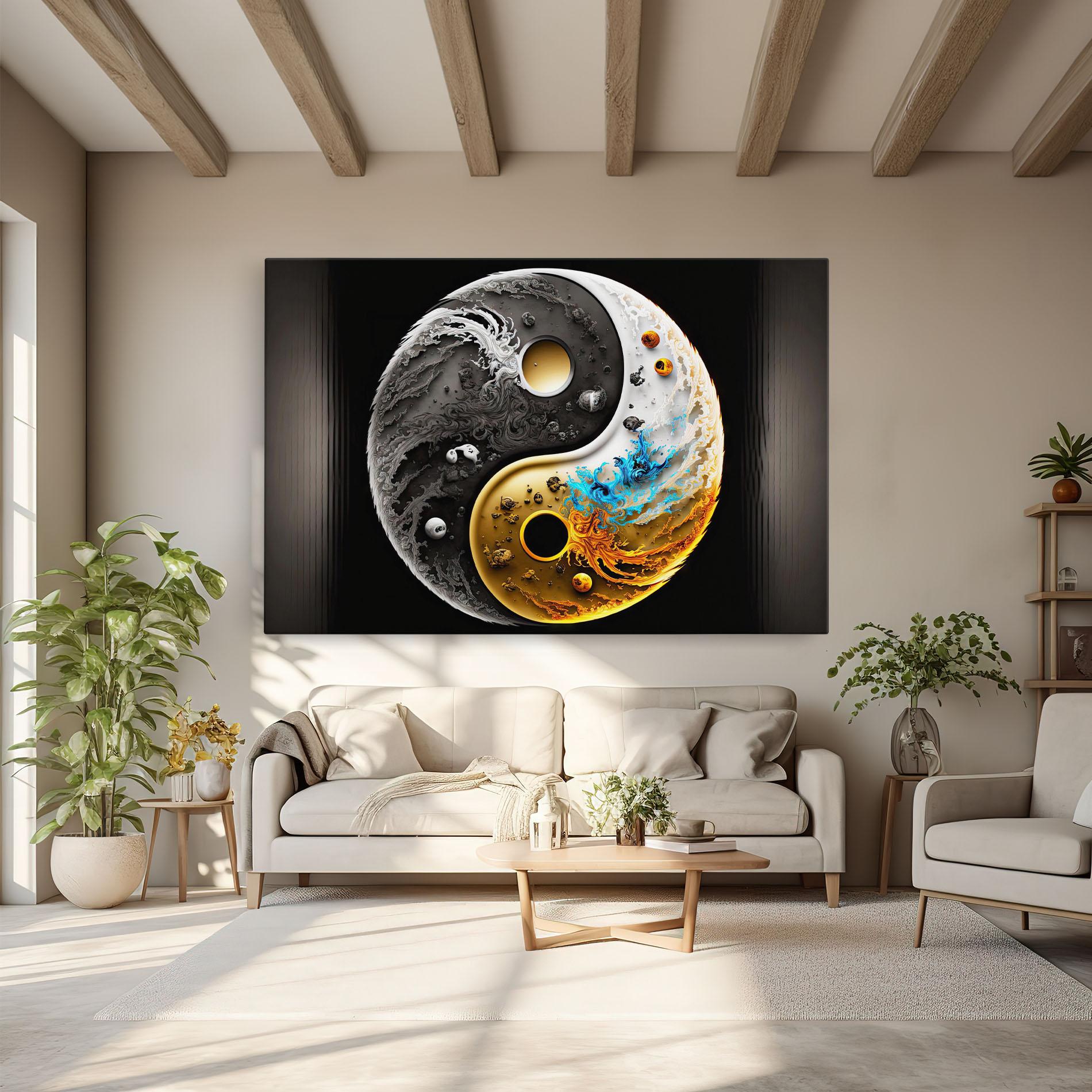 Tablou Canvas Black Yellow Yinyang mockup 6