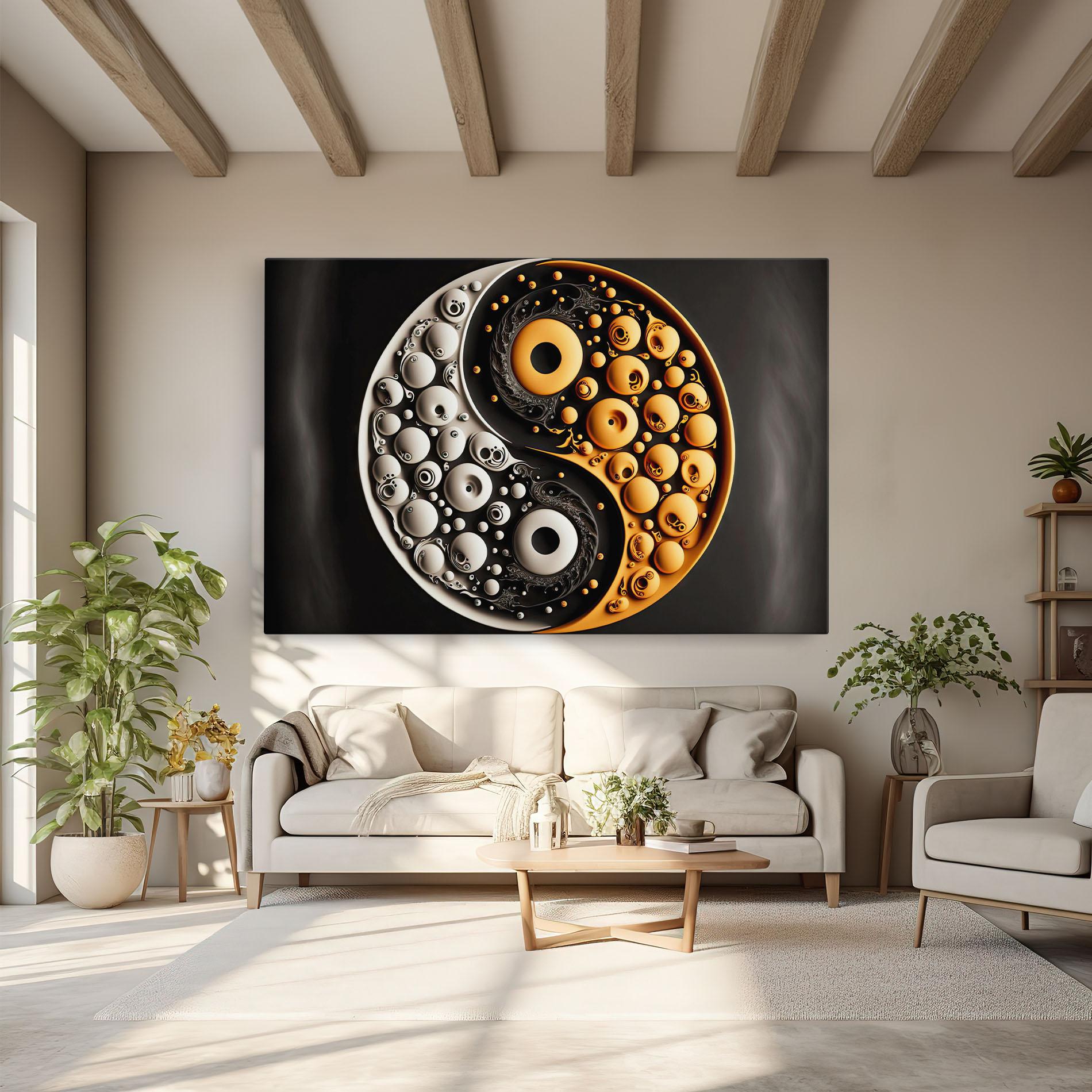 Tablou Canvas Cream Balls Yinyang mockup 6