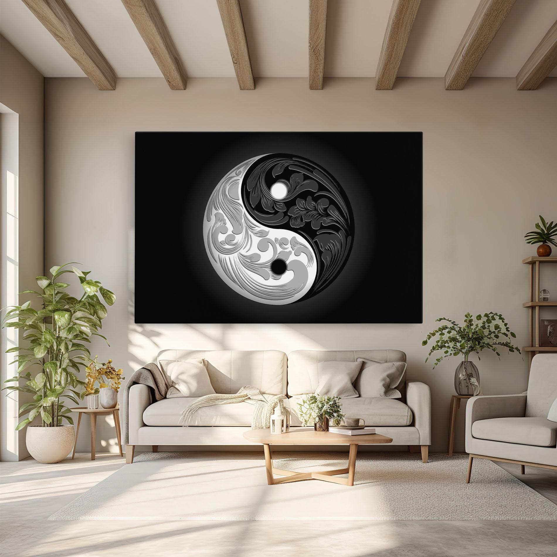 Tablou Canvas Yinyang Grey mockup 6