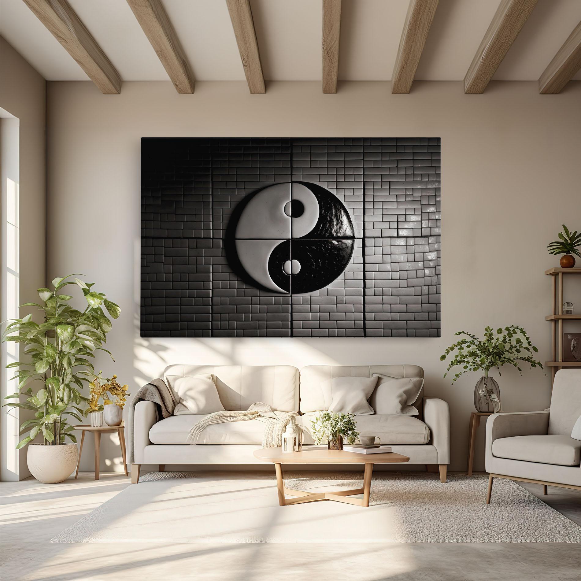 Tablou Canvas Yinyang Tiles Wall mockup 6
