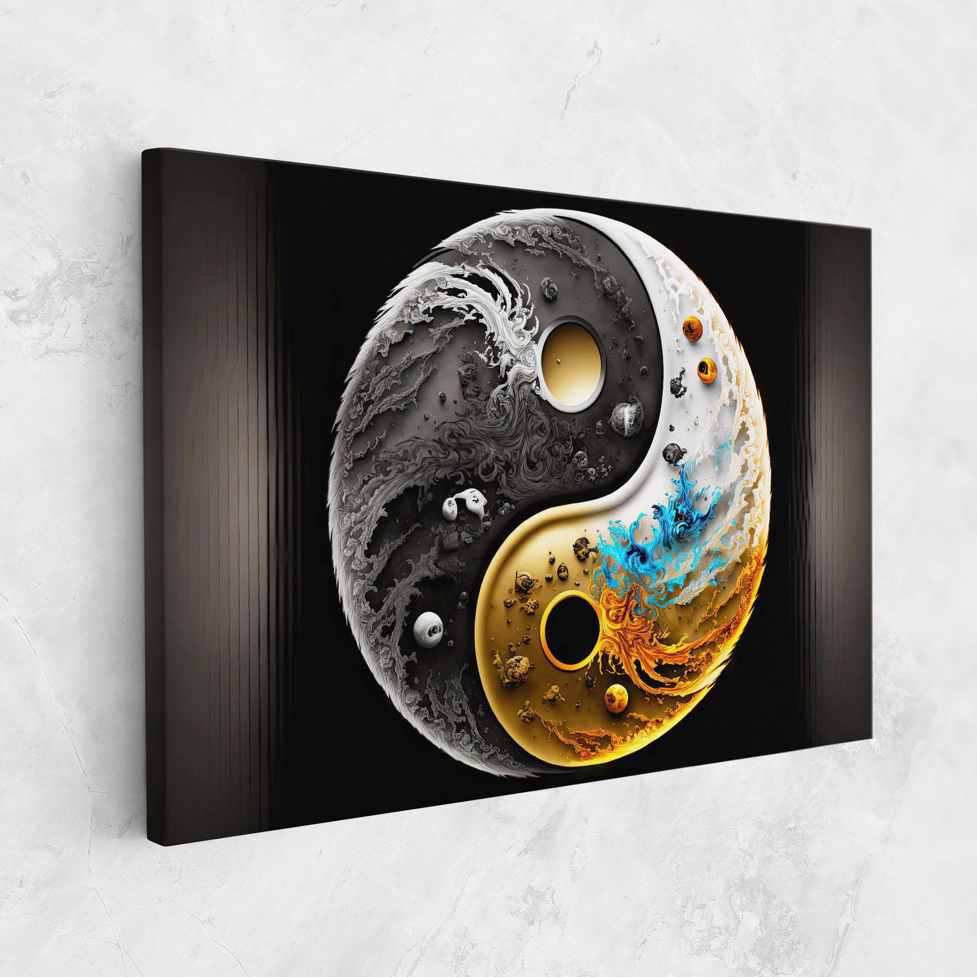 Tablou Canvas Black Yellow Yinyang mockup 1