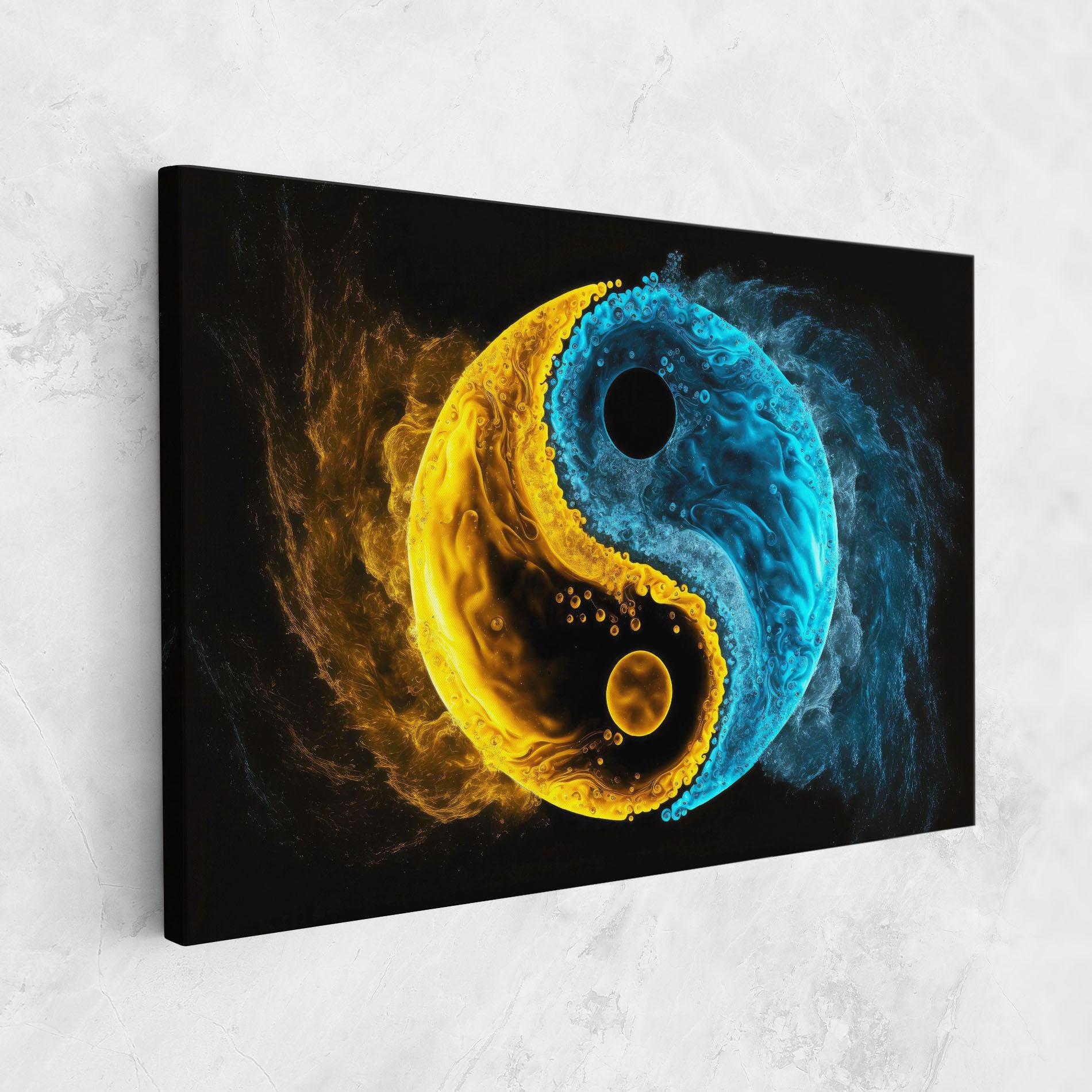 Tablou Canvas Yellow Blue Yinyang mockup 1