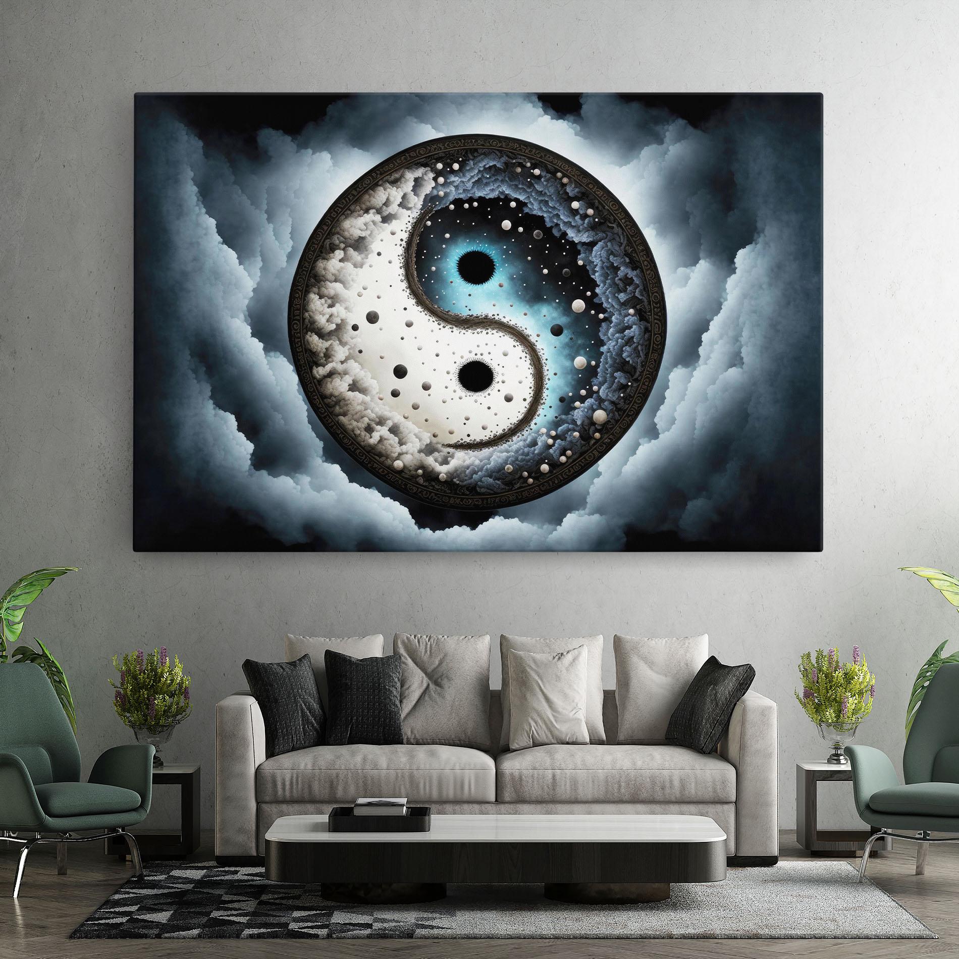 Tablou Canvas Black Blue Yinyang mockup 7