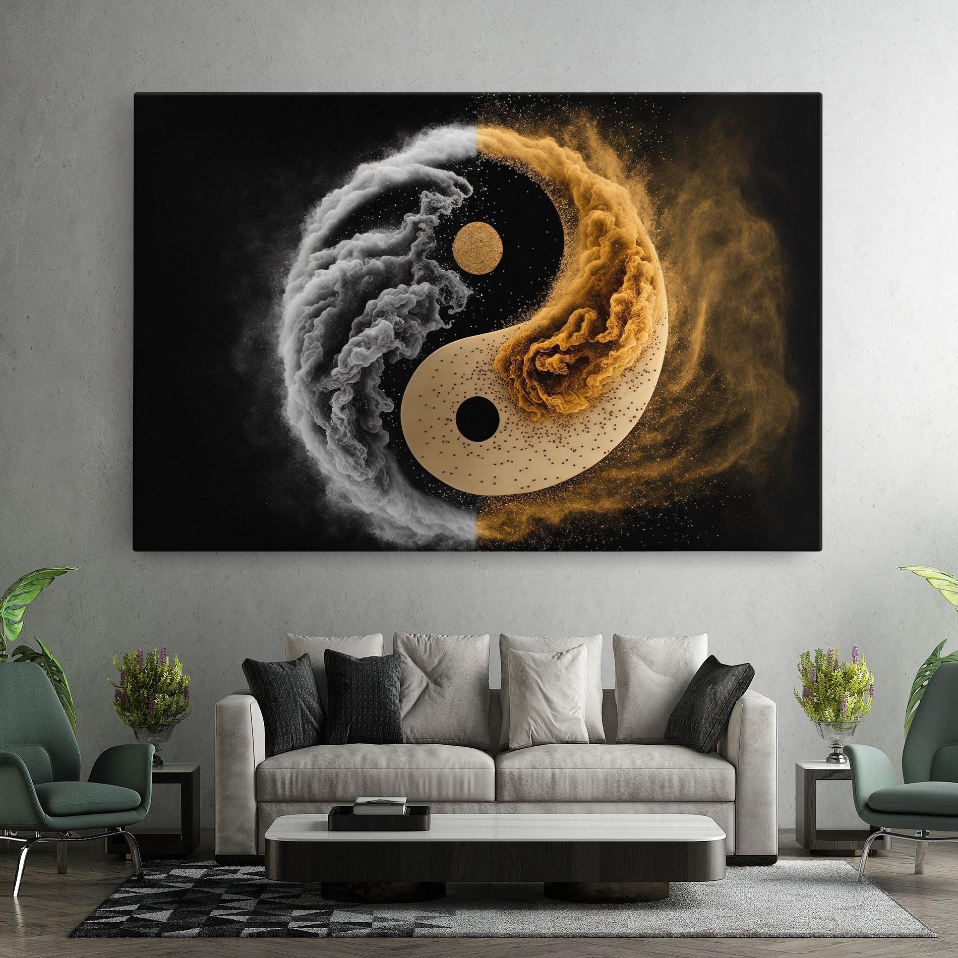 Tablou Canvas Cream Smoke Yinyang mockup 7