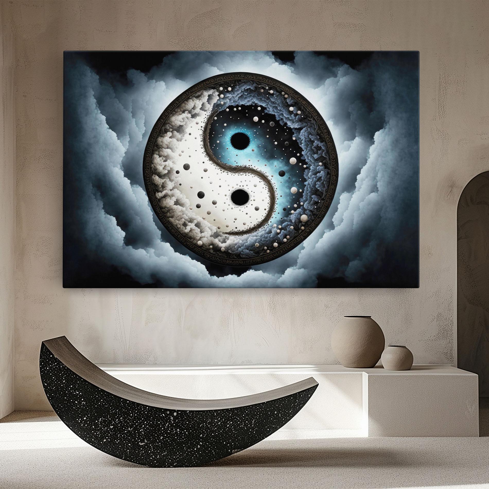 Tablou Canvas Black Blue Yinyang mockup 8