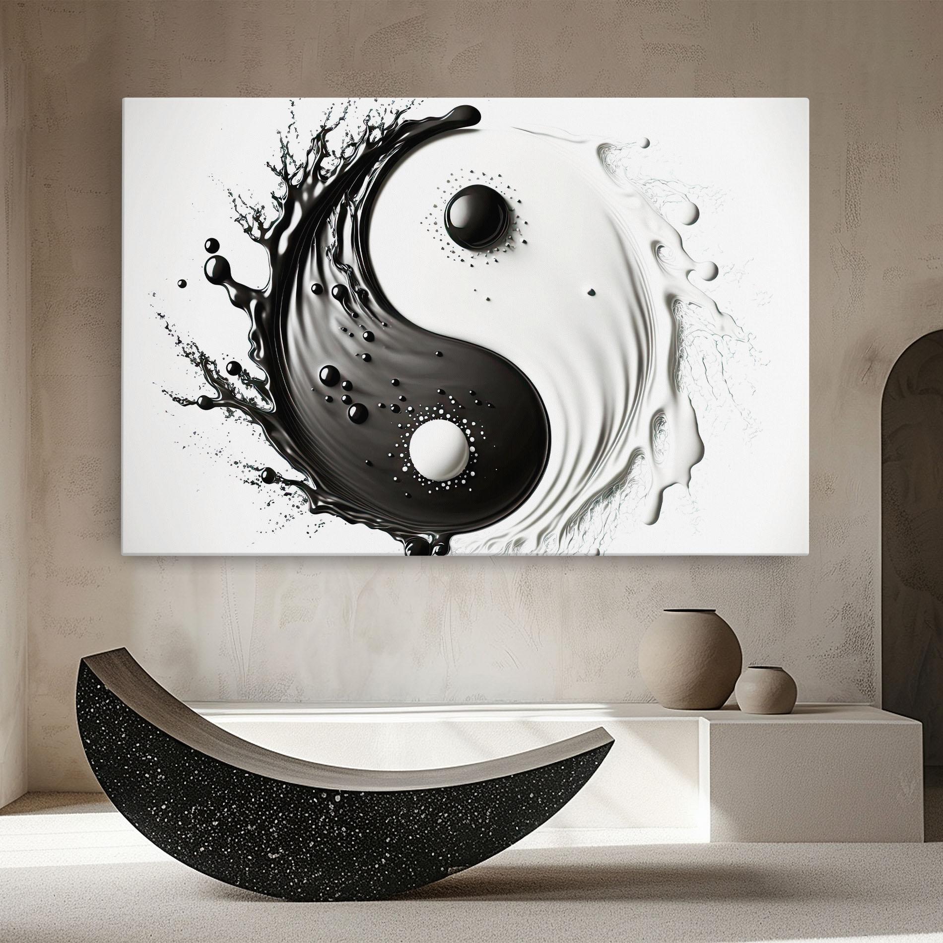 Tablou Canvas Black Liquid Yinyang mockup 8
