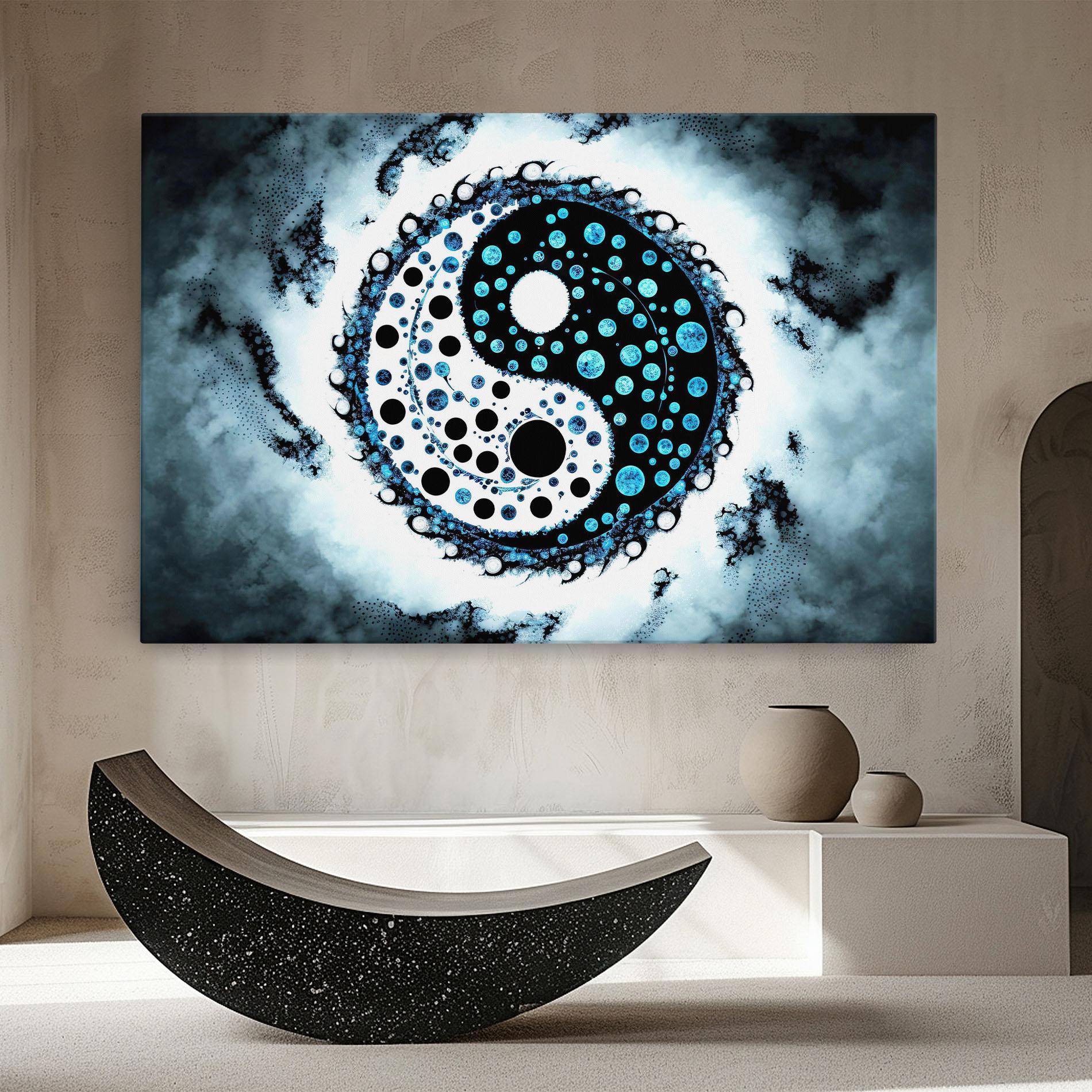 Tablou Canvas Blue White Yinyang mockup 8