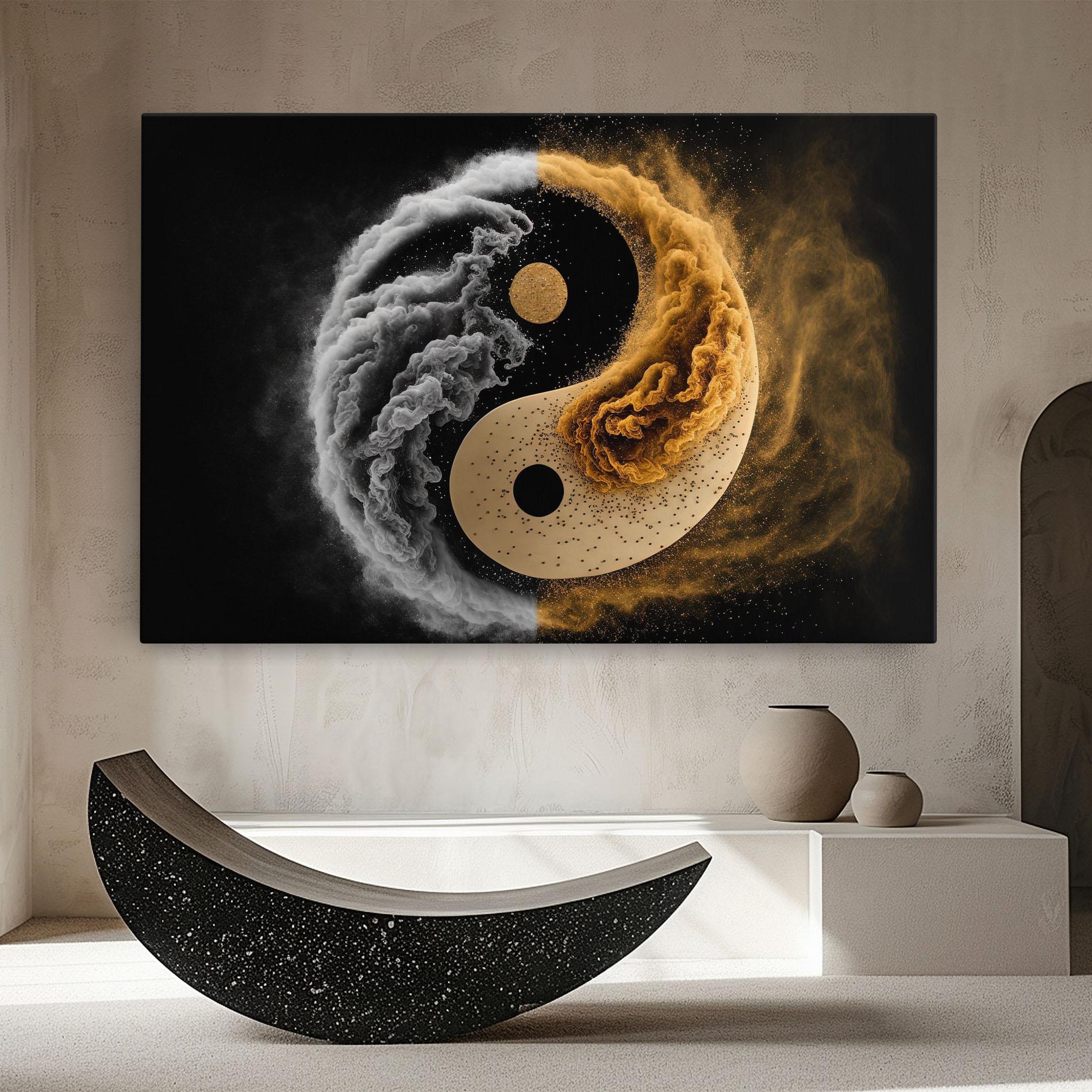 Tablou Canvas Cream Smoke Yinyang mockup 8