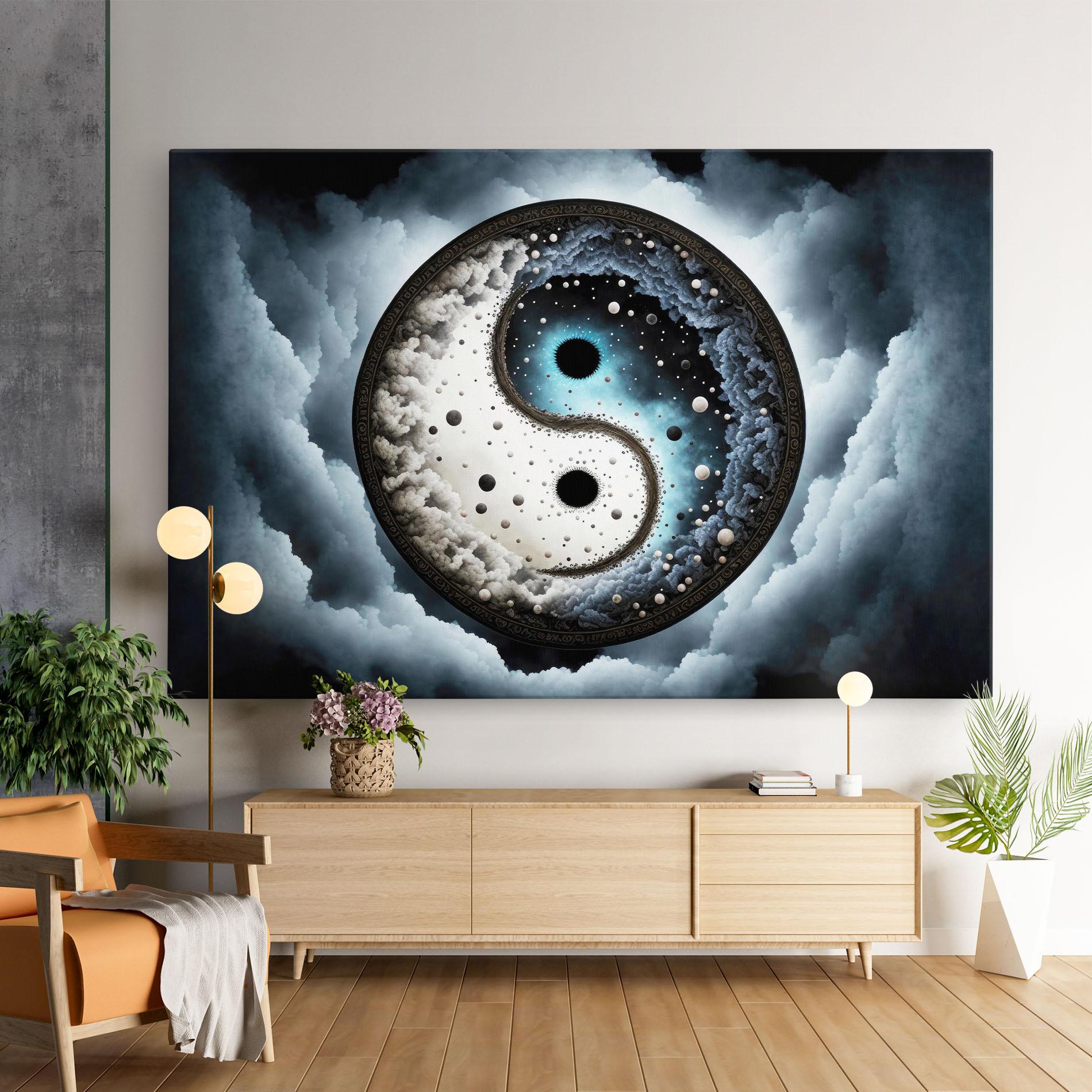 Tablou Canvas Black Blue Yinyang mockup 9