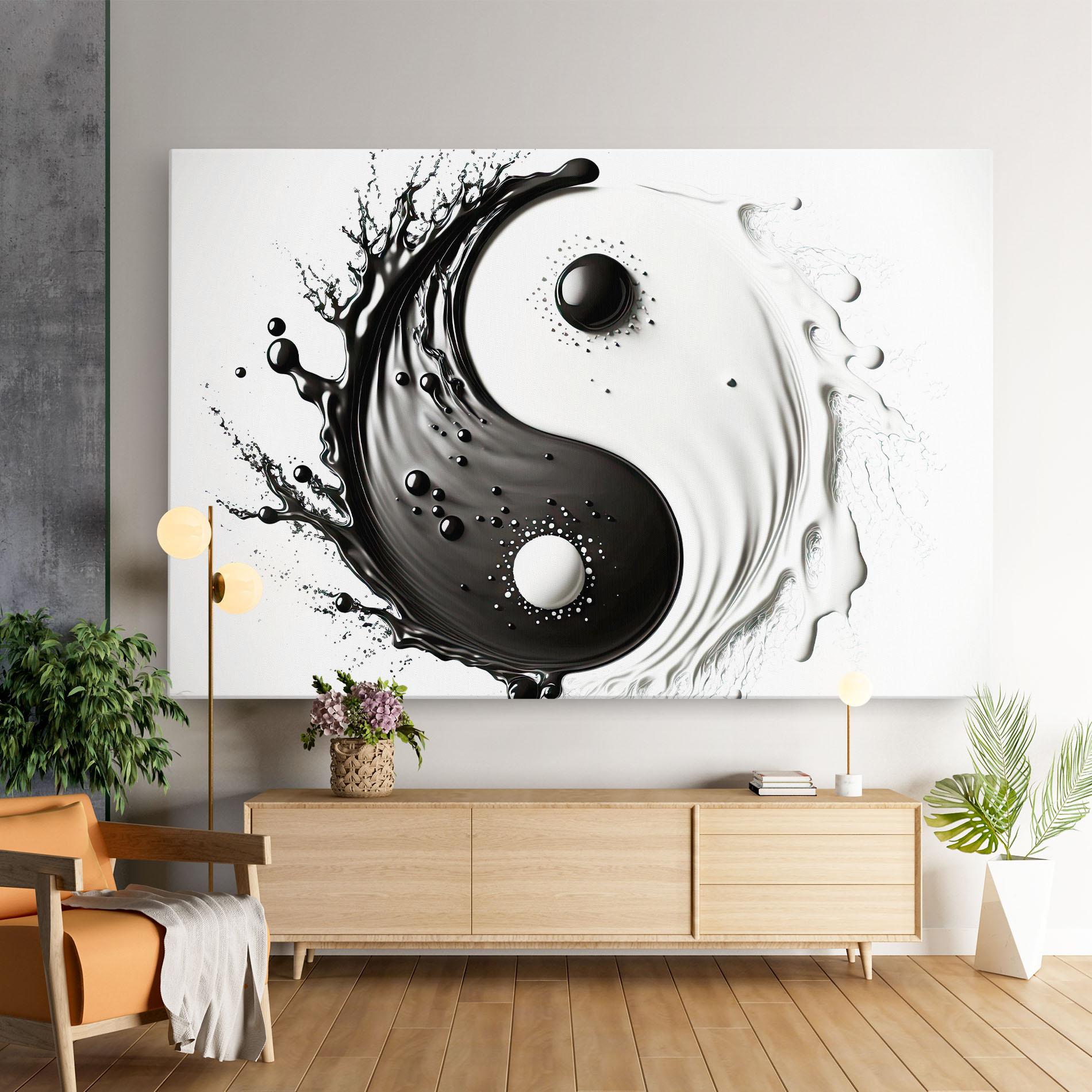 Tablou Canvas Black Liquid Yinyang mockup 9