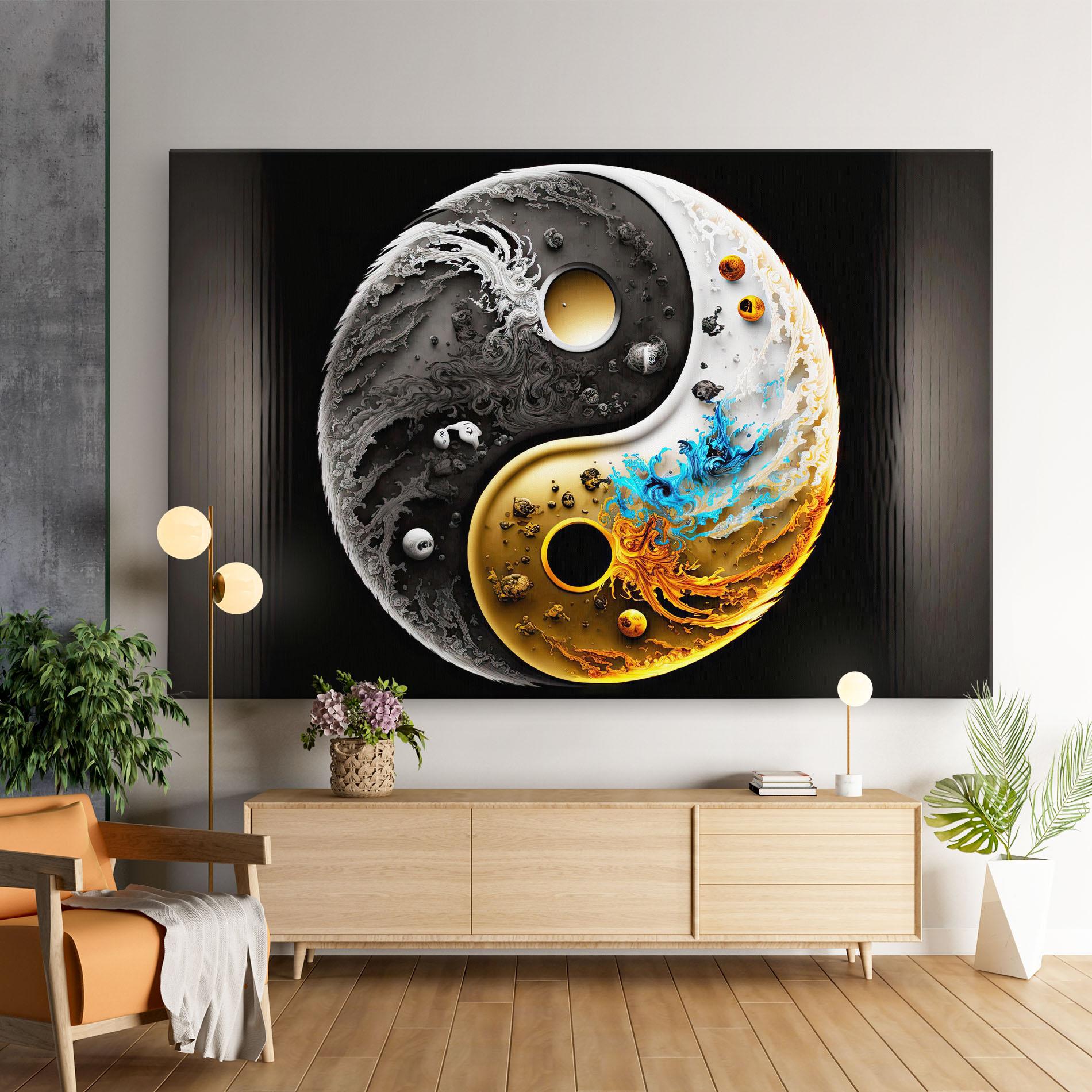 Tablou Canvas Black Yellow Yinyang mockup 9