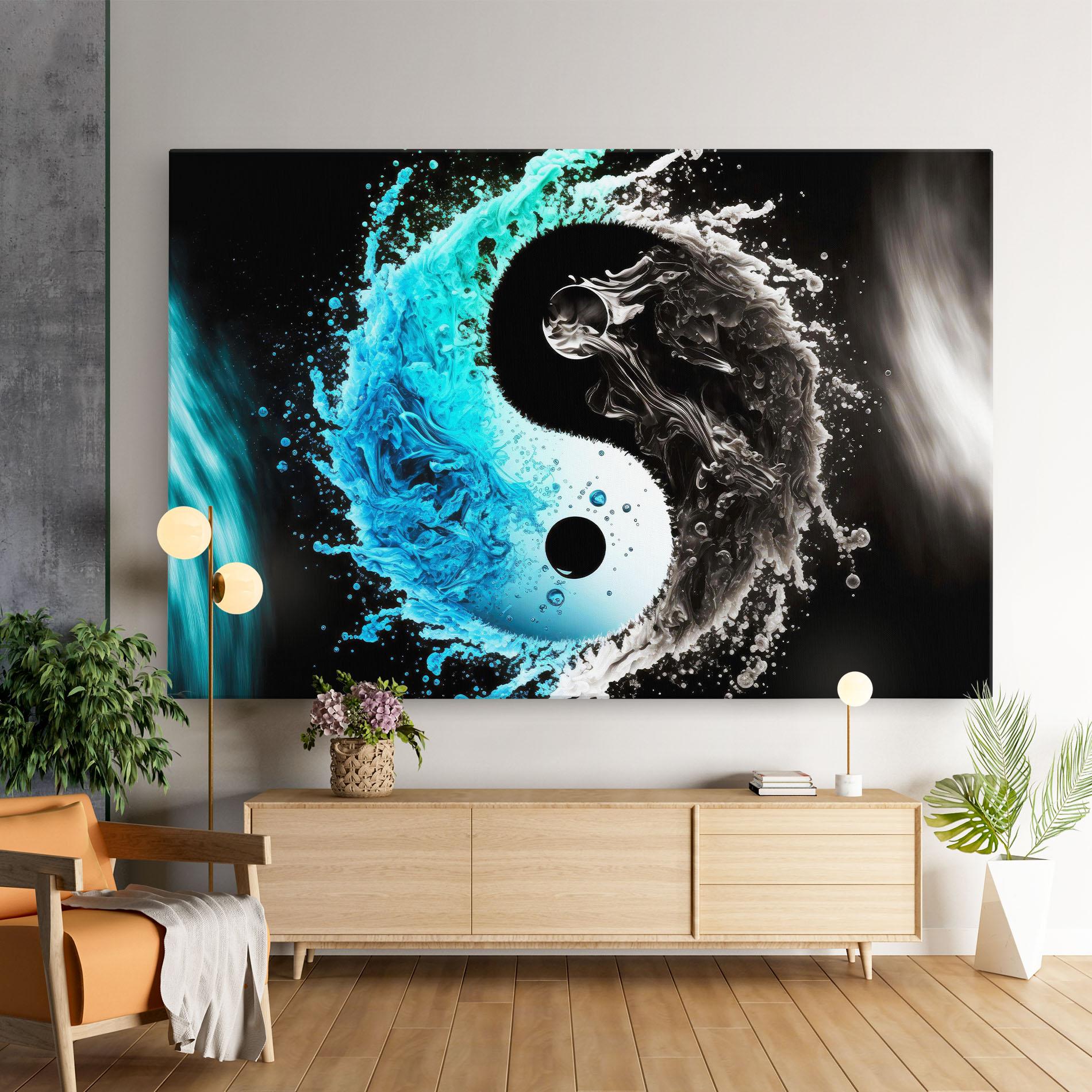 Tablou Canvas Blue Black Yinyang mockup 9