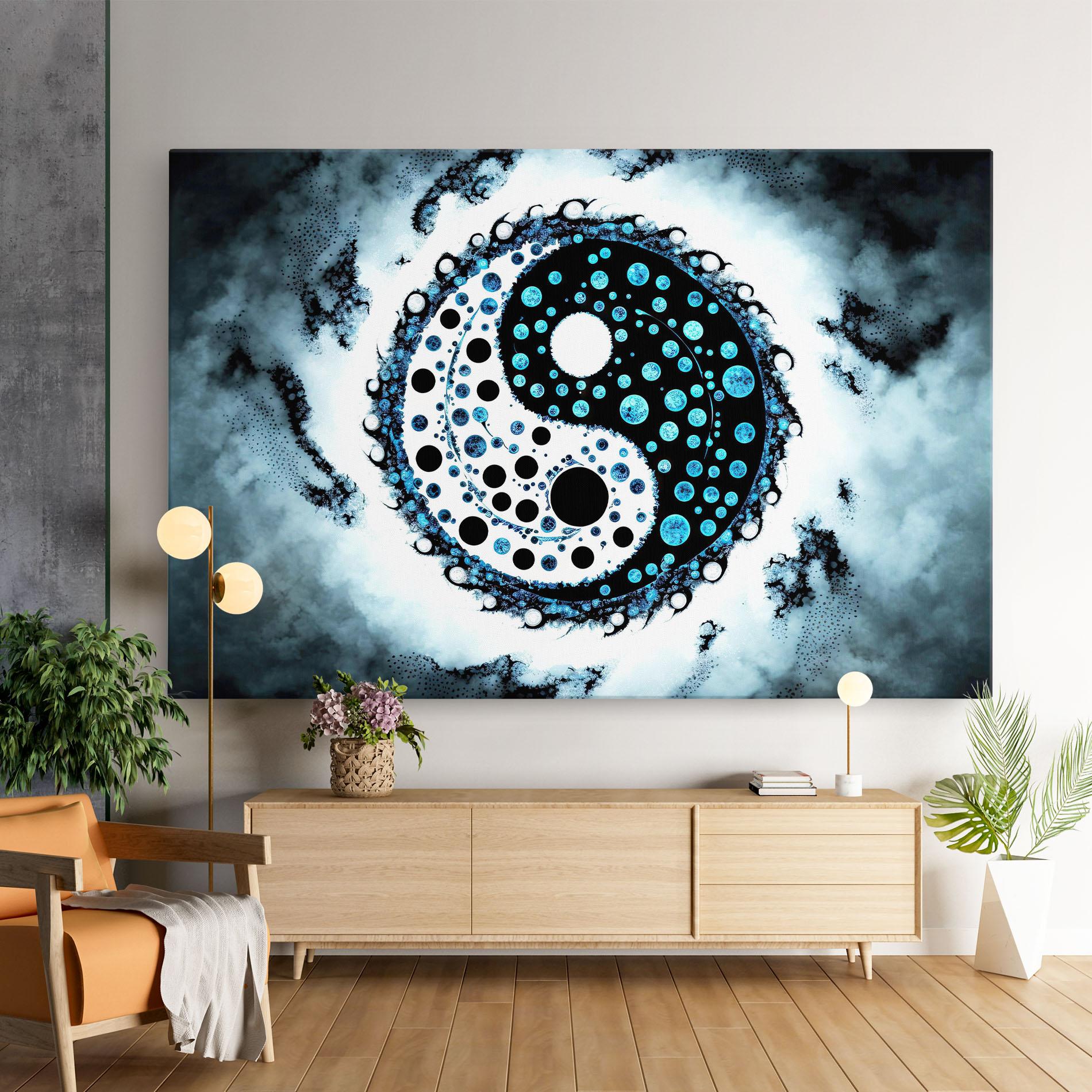Tablou Canvas Blue White Yinyang mockup 9