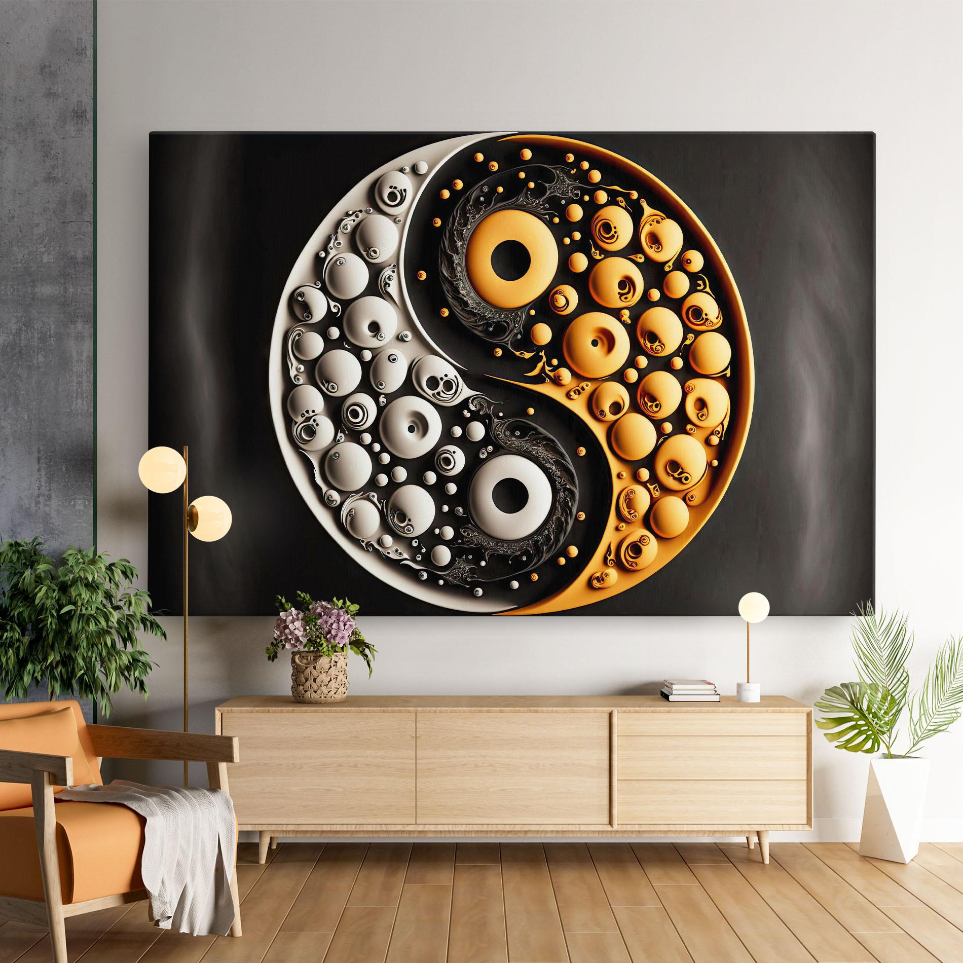 Tablou Canvas Cream Balls Yinyang mockup 9