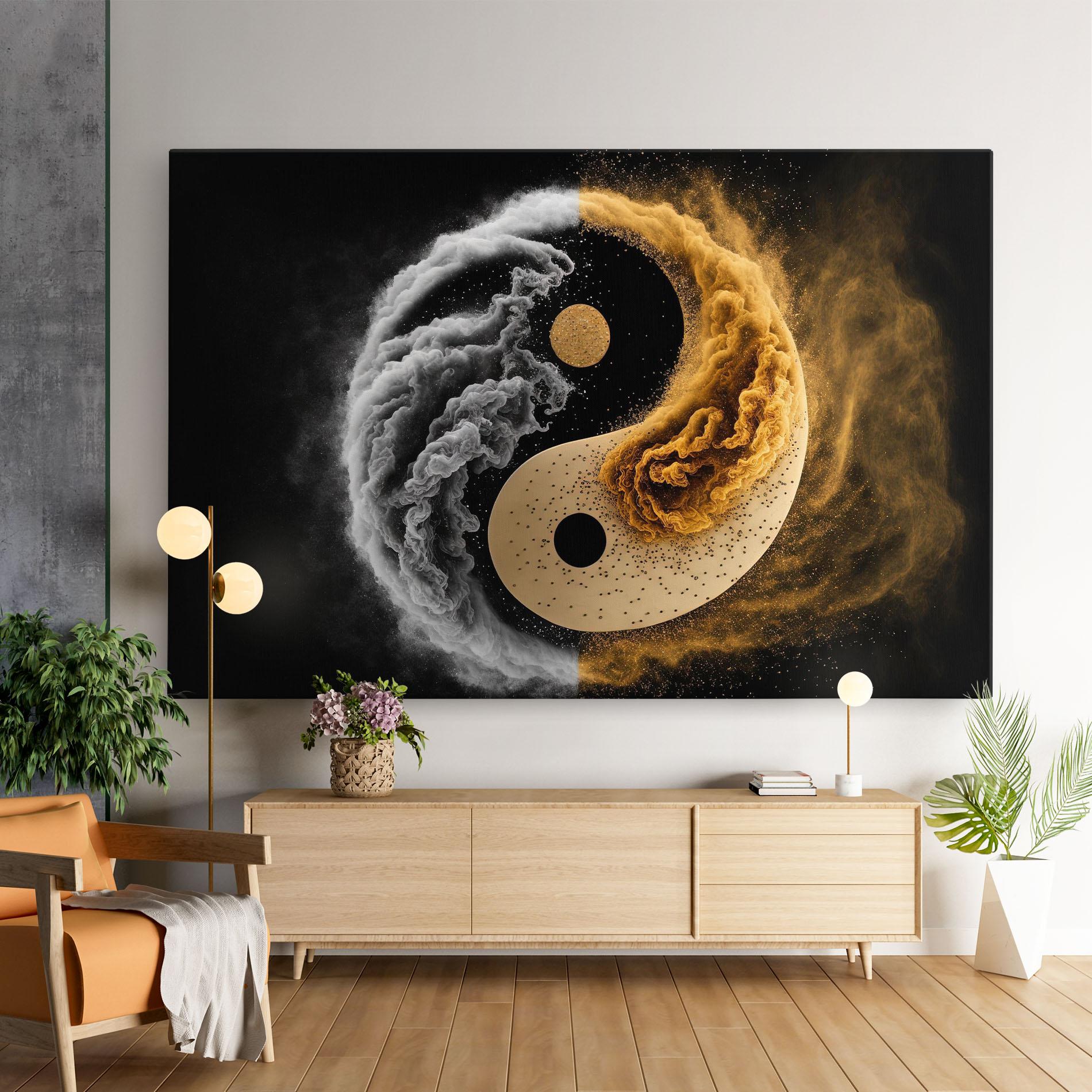 Tablou Canvas Cream Smoke Yinyang mockup 9