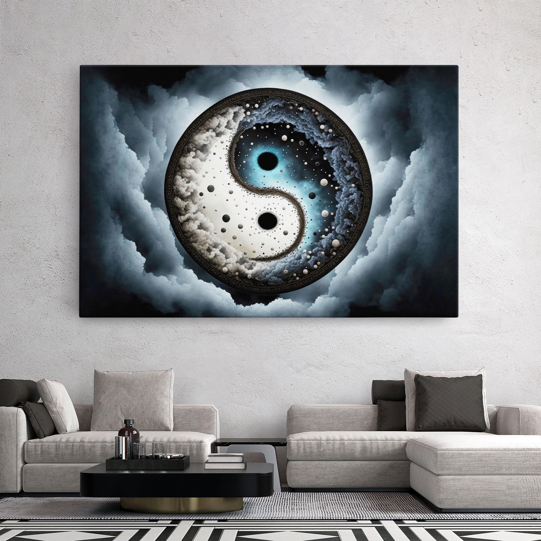 Tablou Canvas Black Blue Yinyang mockup 2