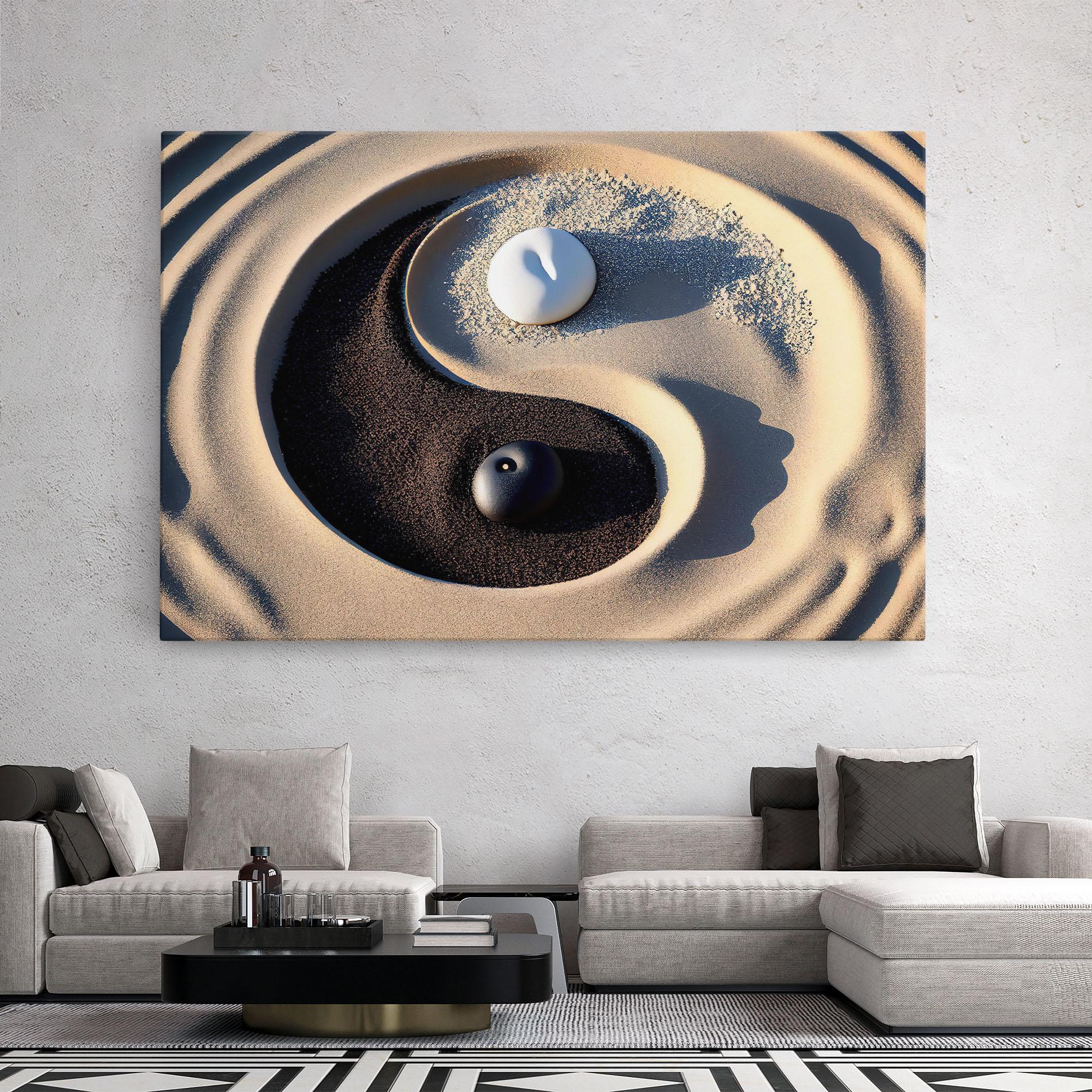 Tablou Canvas Black Sand Yinyang mockup 2