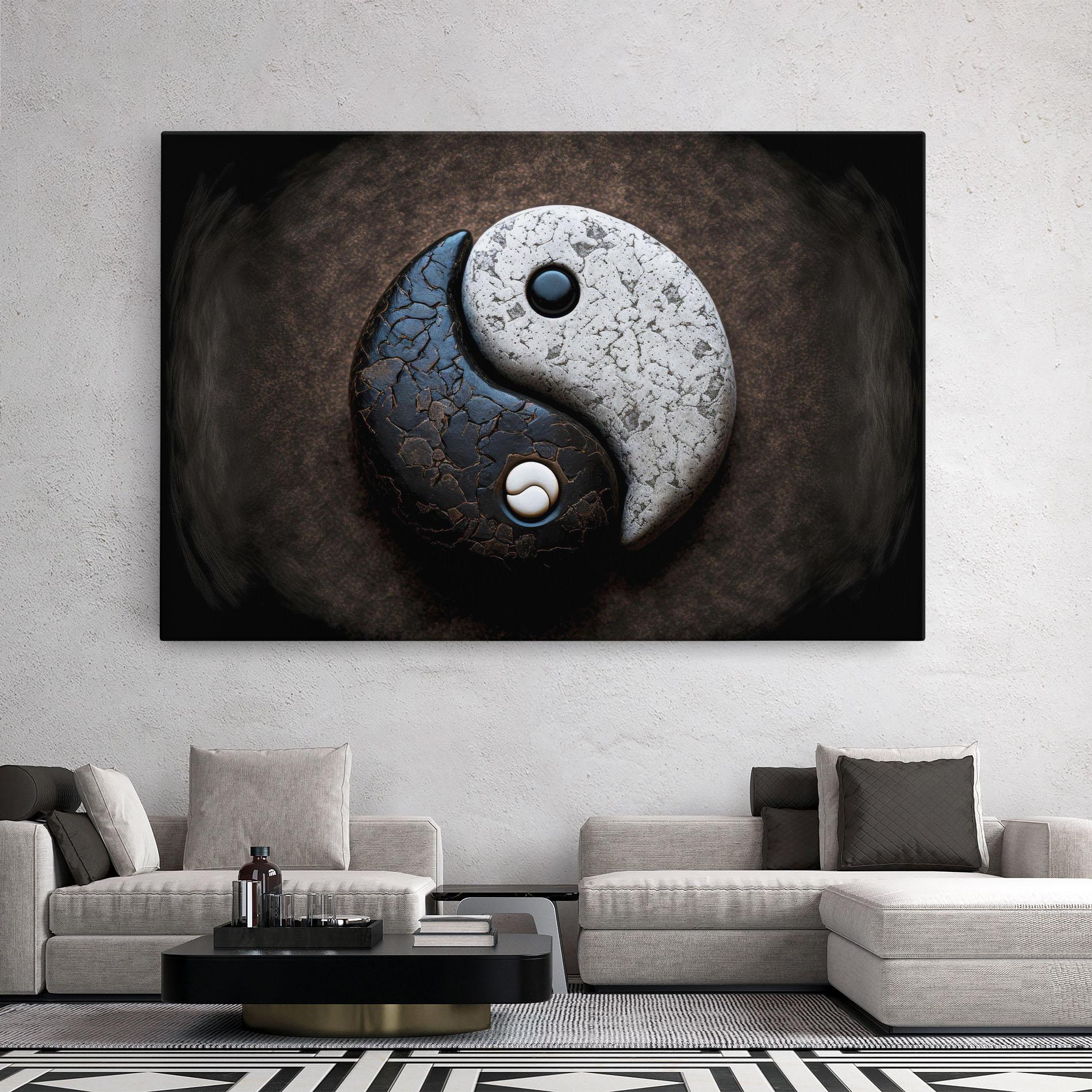 Tablou Canvas Black Stone Yinyang mockup 2