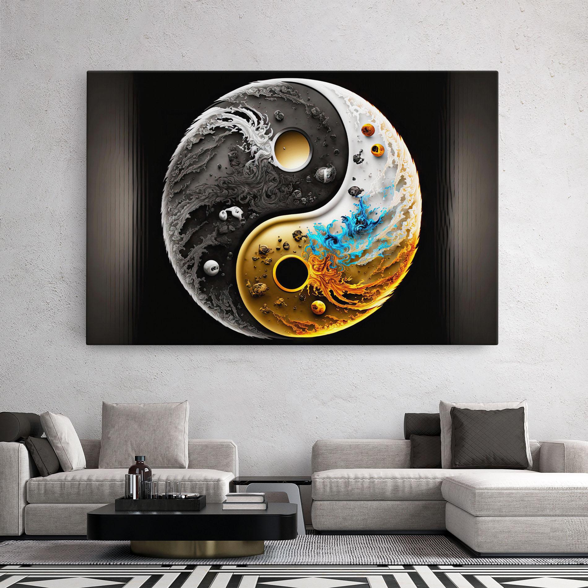 Tablou Canvas Black Yellow Yinyang mockup 2
