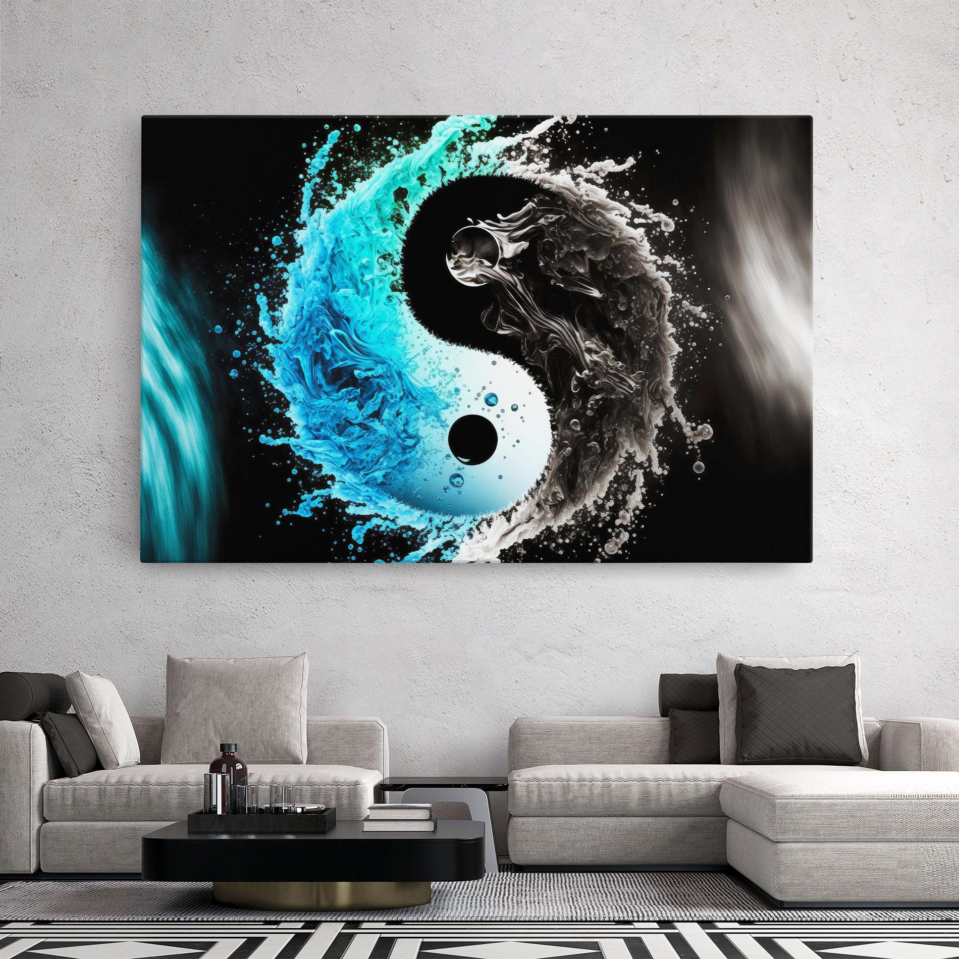 Tablou Canvas Blue Black Yinyang mockup 2