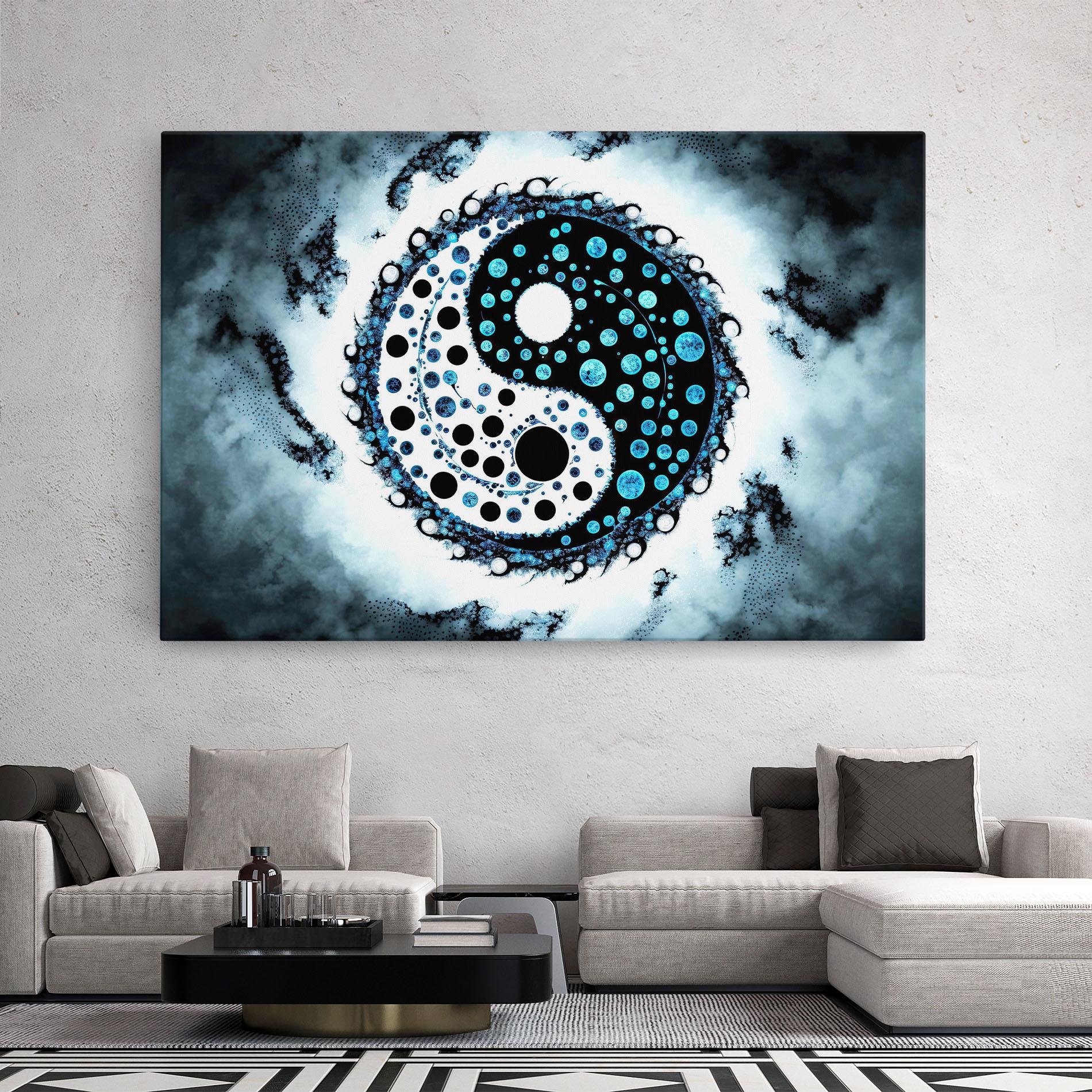 Tablou Canvas Blue White Yinyang mockup 2