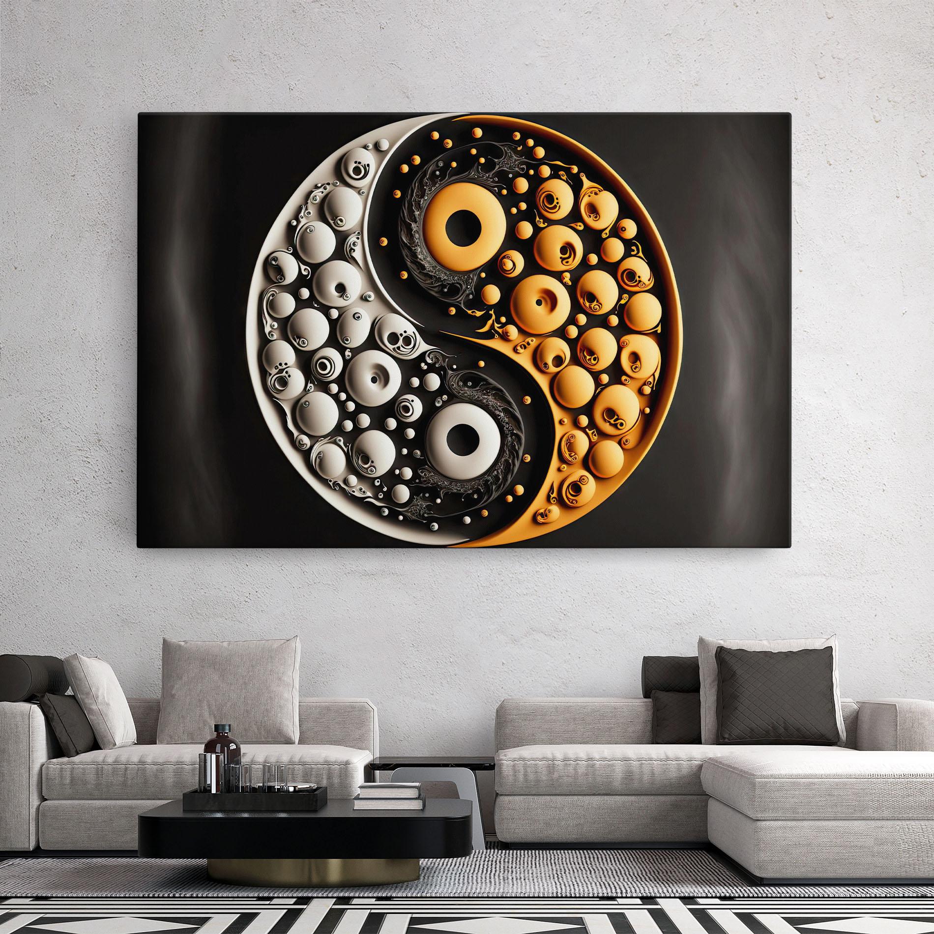 Tablou Canvas Cream Balls Yinyang mockup 2