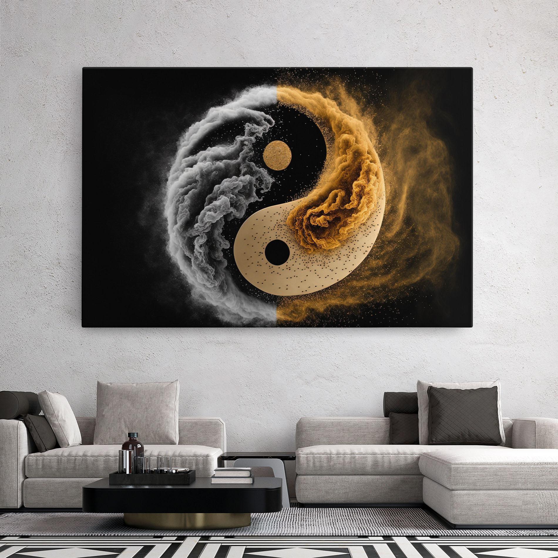 Tablou Canvas Cream Smoke Yinyang mockup 2
