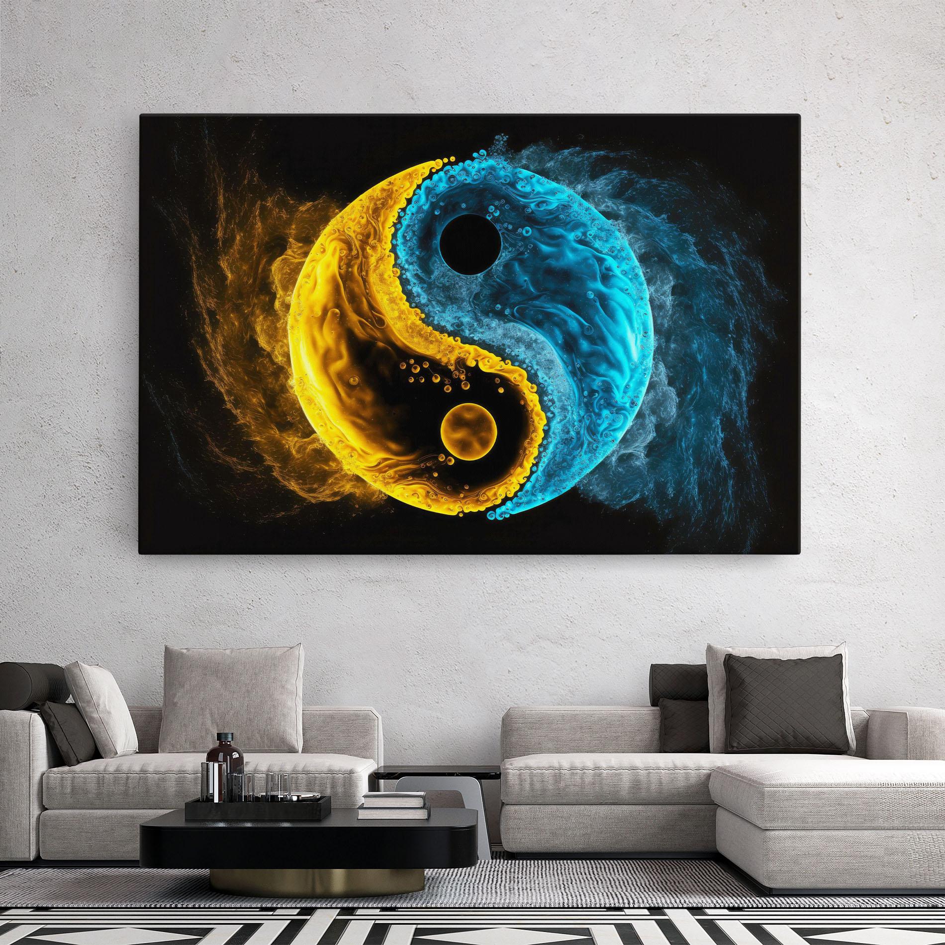 Tablou Canvas Yellow Blue Yinyang mockup 2