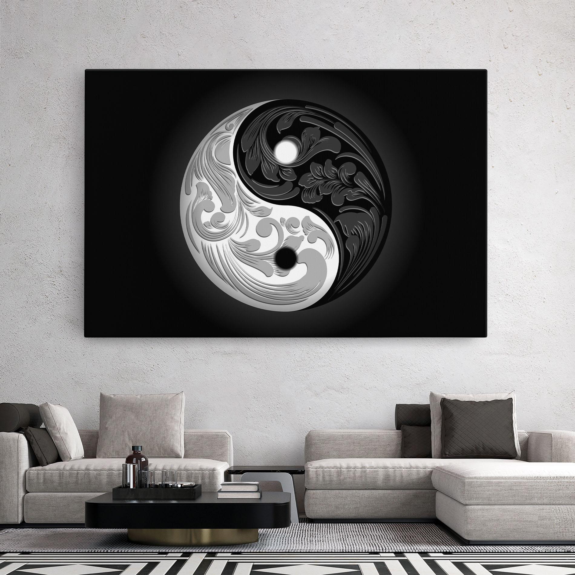 Tablou Canvas Yinyang Grey mockup 2