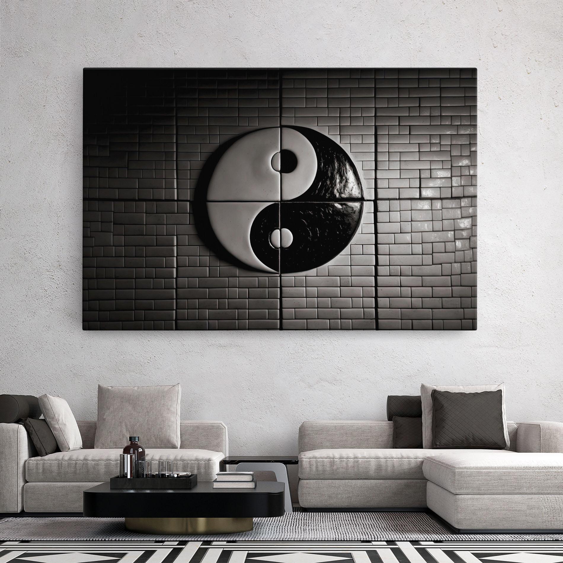 Tablou Canvas Yinyang Tiles Wall mockup 2