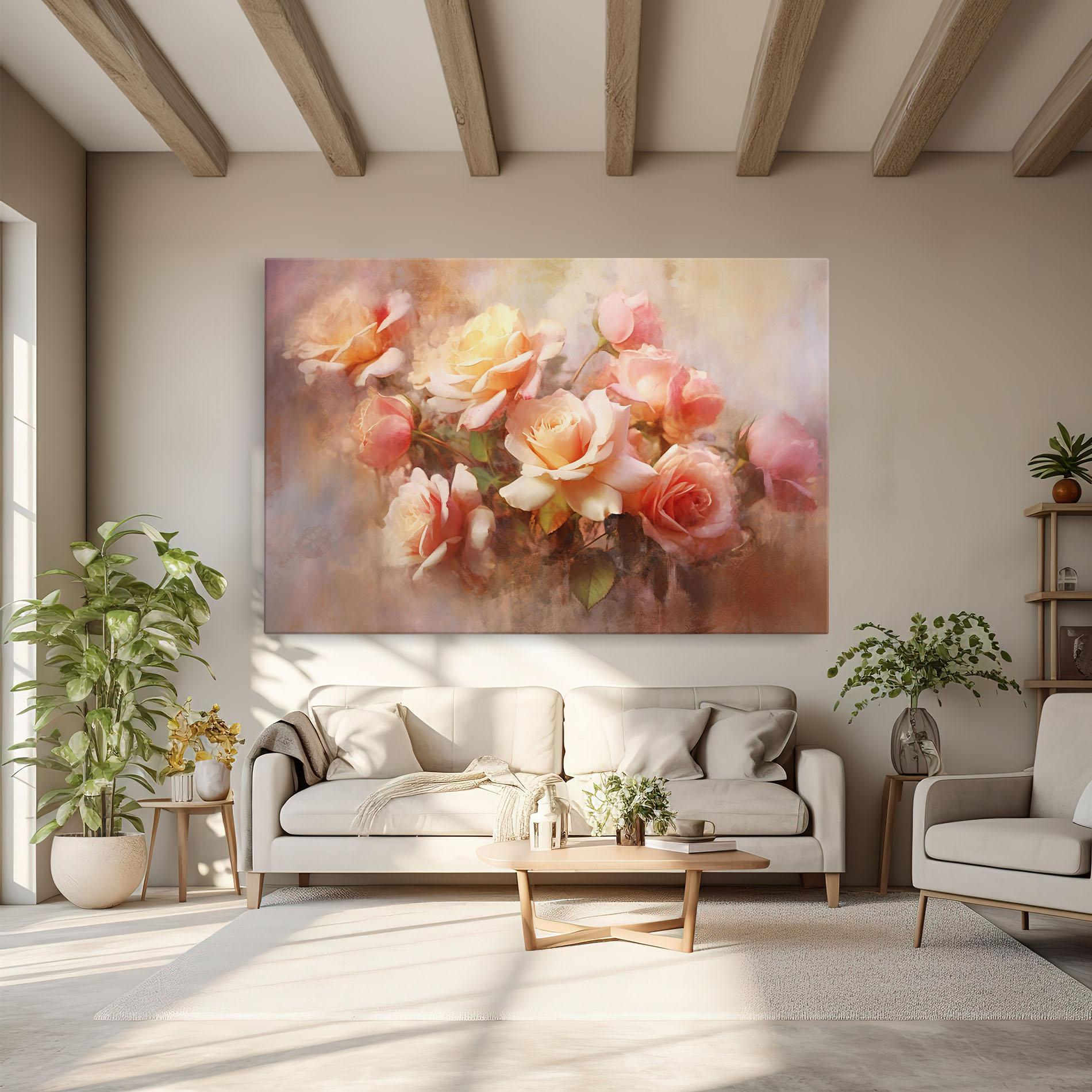 Tablou Canvas Roses Bouquet Painting mockup 6