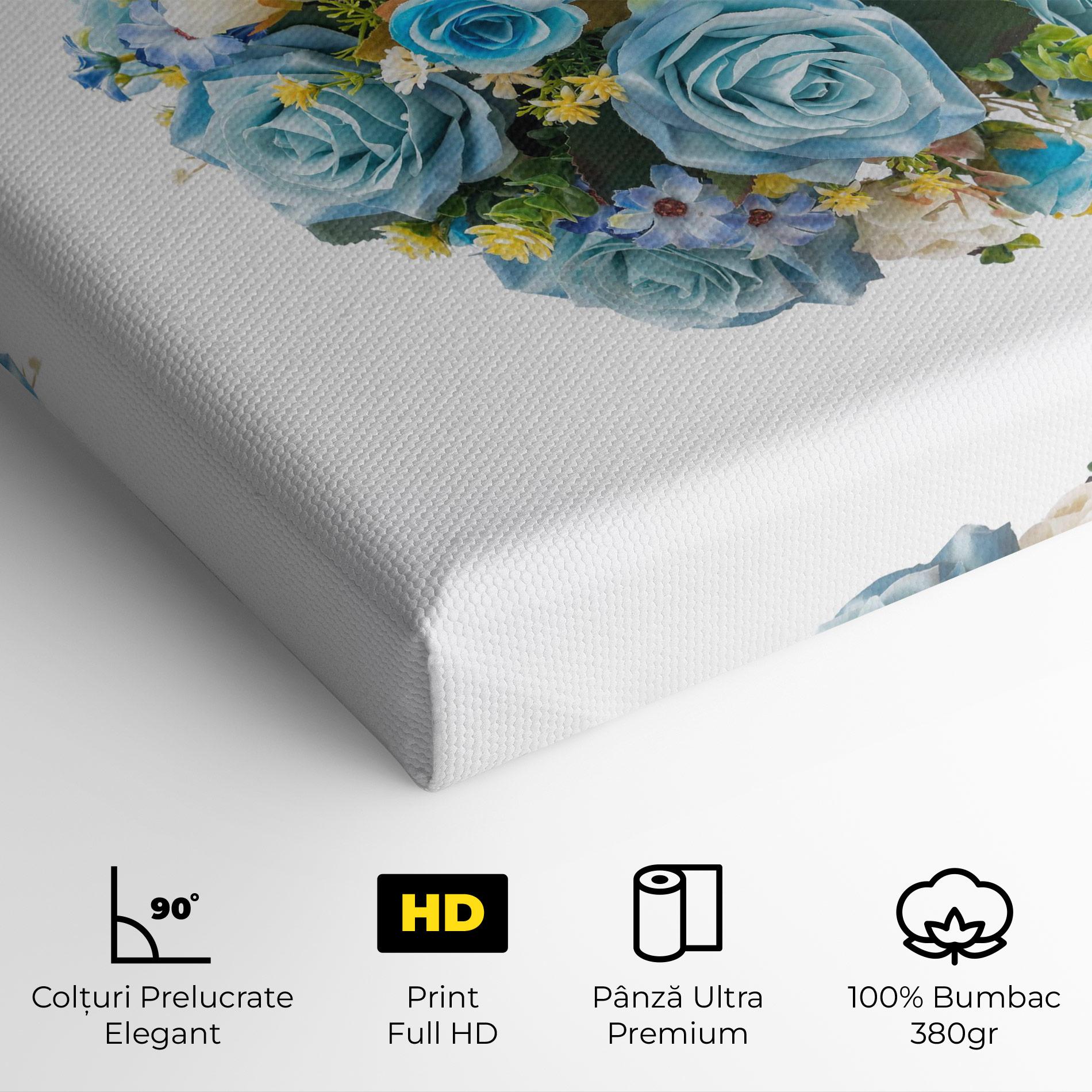 Tablou Canvas Blue Roses Bouquet mockup 4