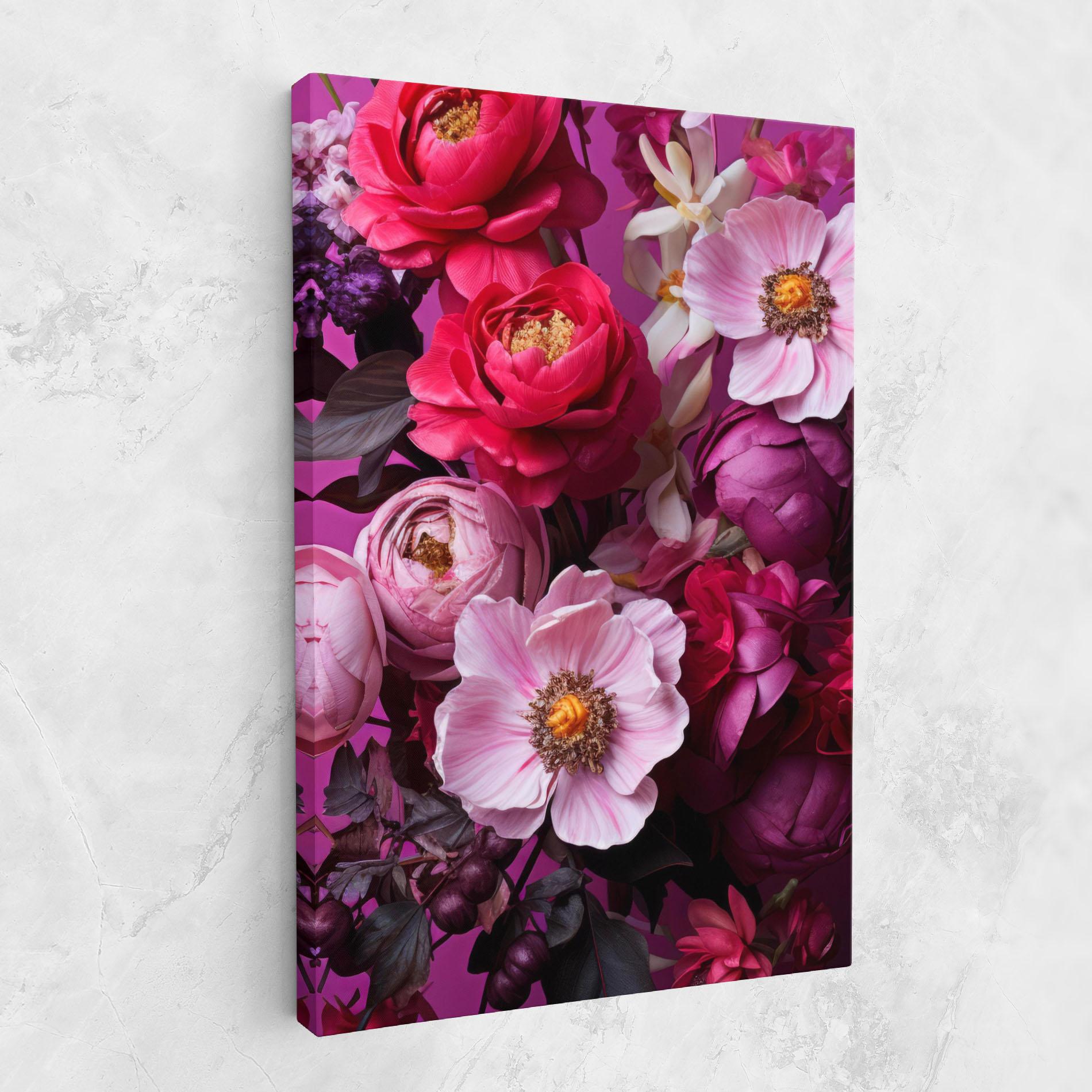 Tablou Canvas Pink Red Bouquet mockup 1