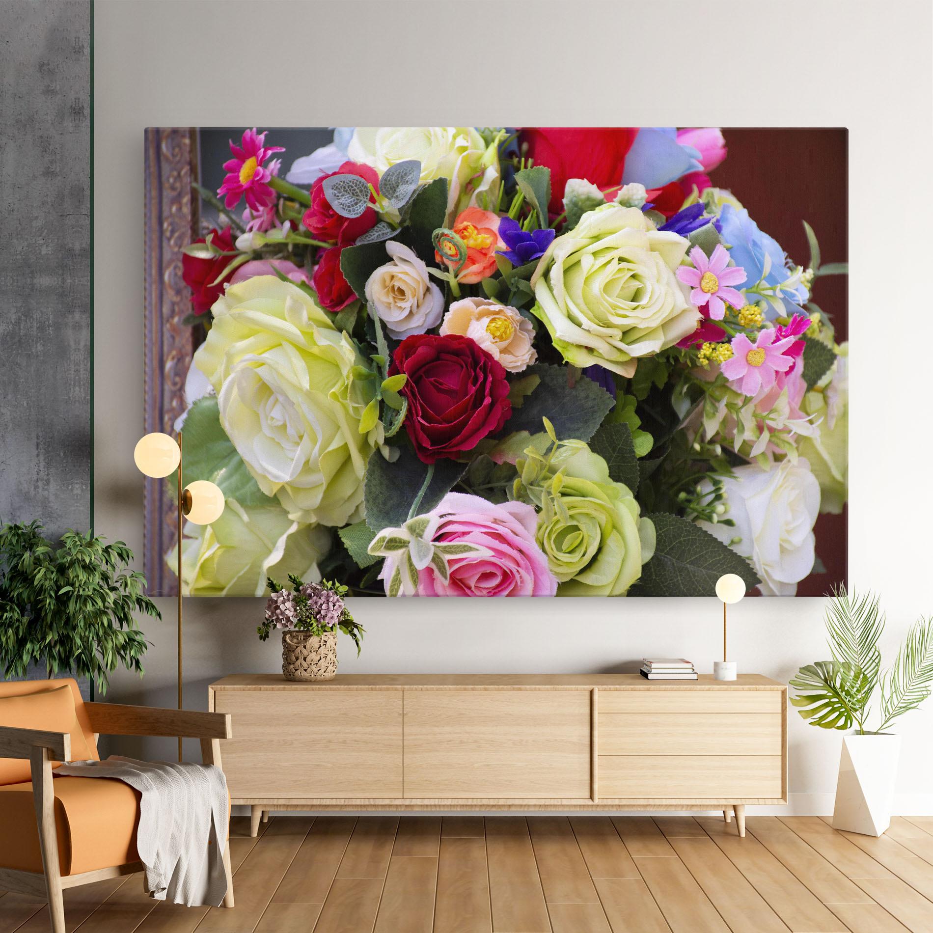 Tablou Canvas Mixed Roses Bouquet mockup 9