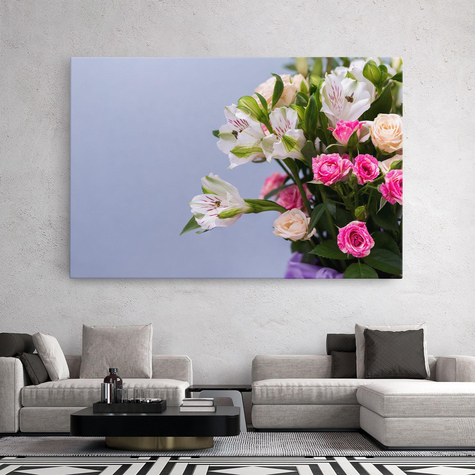 Tablou Canvas White Pink Bouquet mockup 2