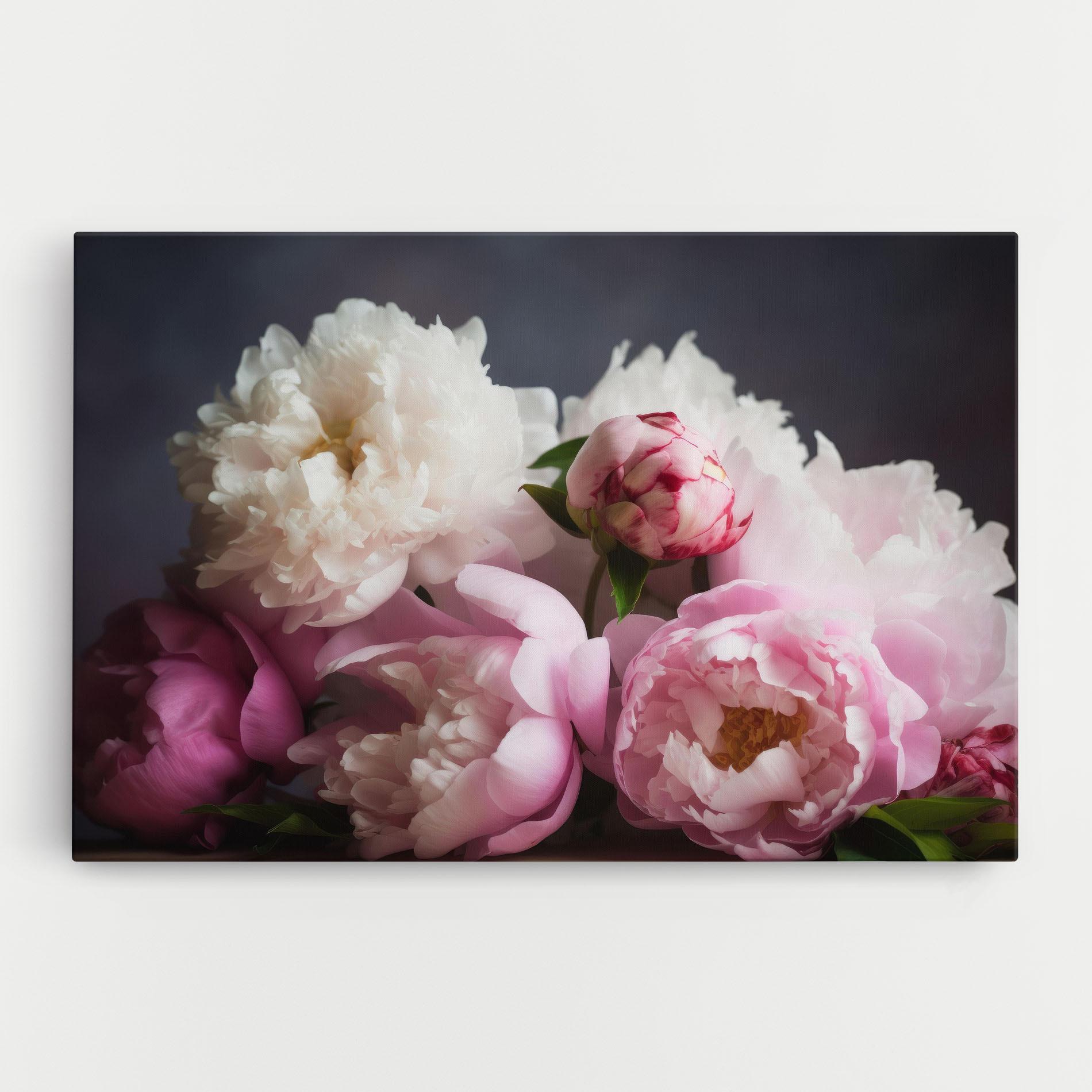 Tablou Canvas Peonies With Grey mockup 0