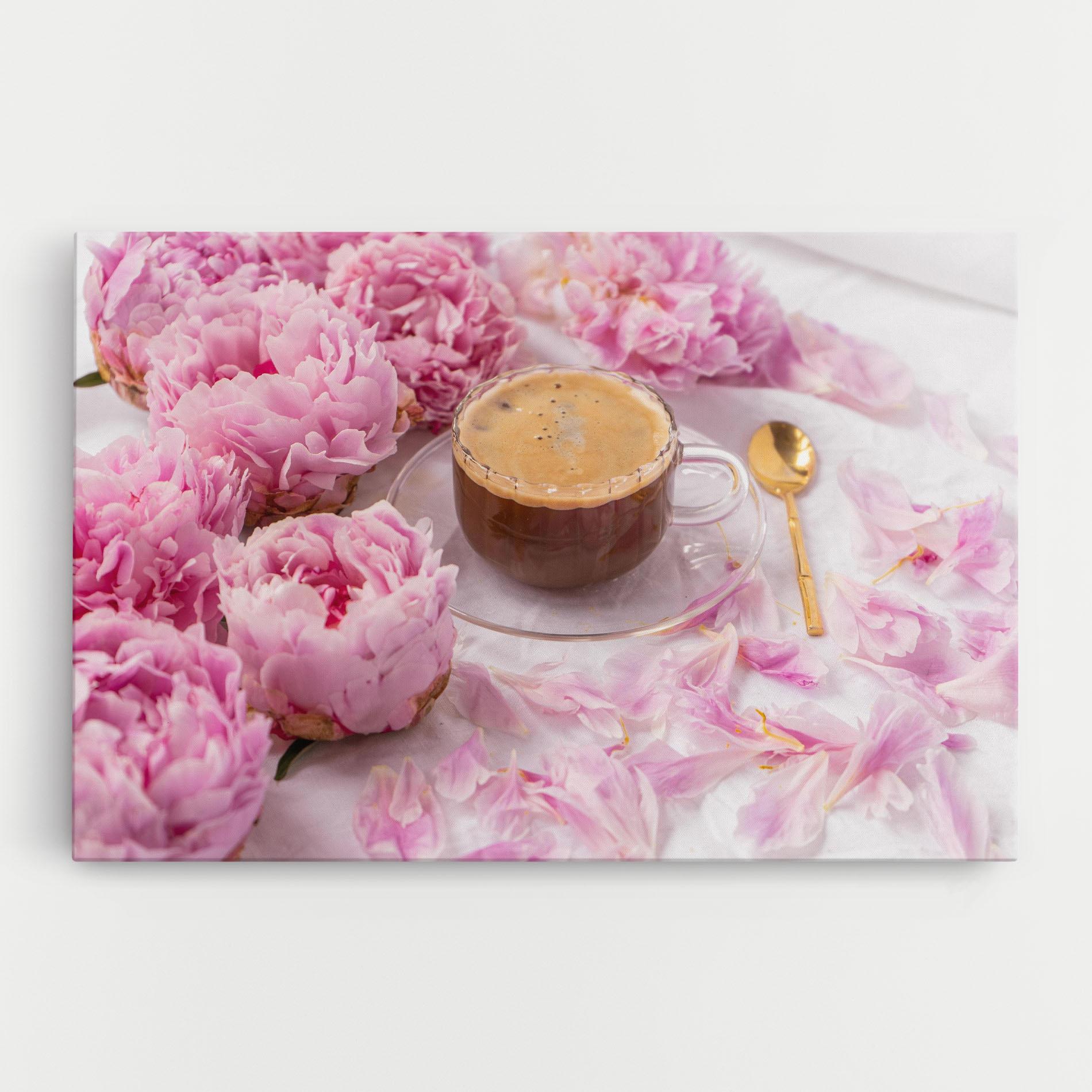 Tablou Canvas Peony And Coffee mockup 0