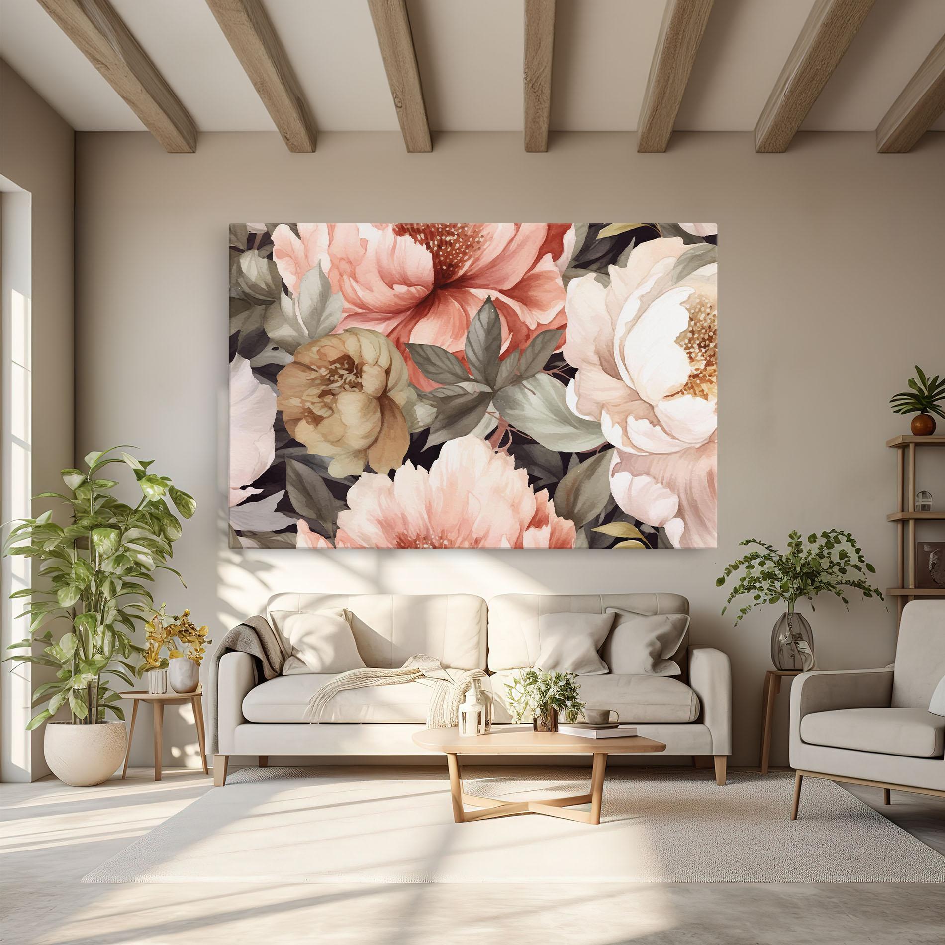 Tablou Canvas Cream Pink Peony mockup 6