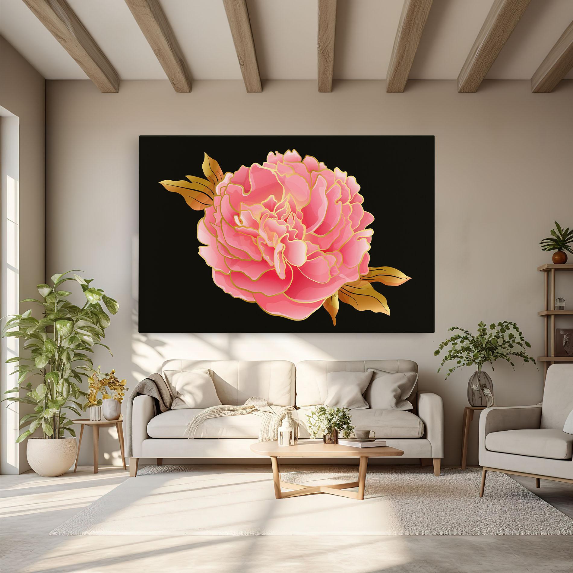 Tablou Canvas Gold Pinkk Peony mockup 6